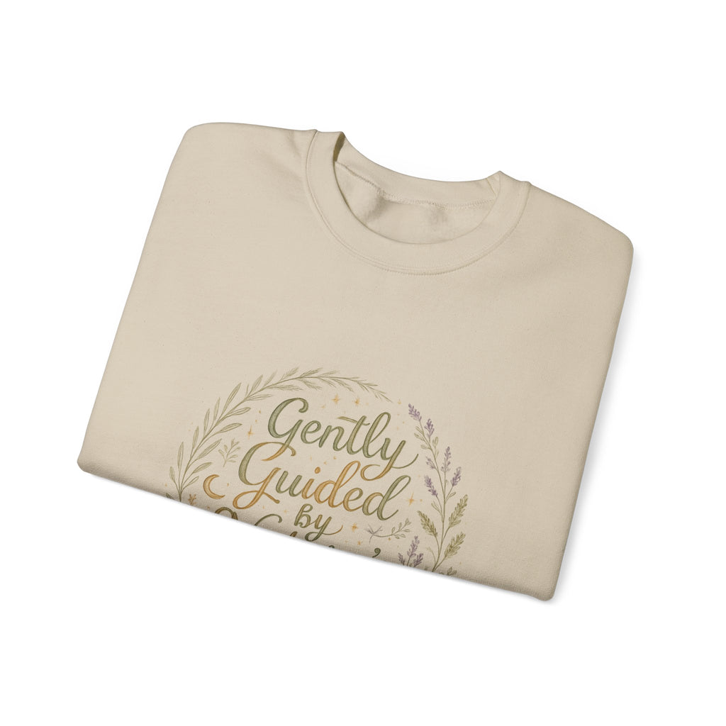 Crewneck Sweatshirt — "Gently Guided by Nature's Wisdom" Floral Wreath Eco Vibe