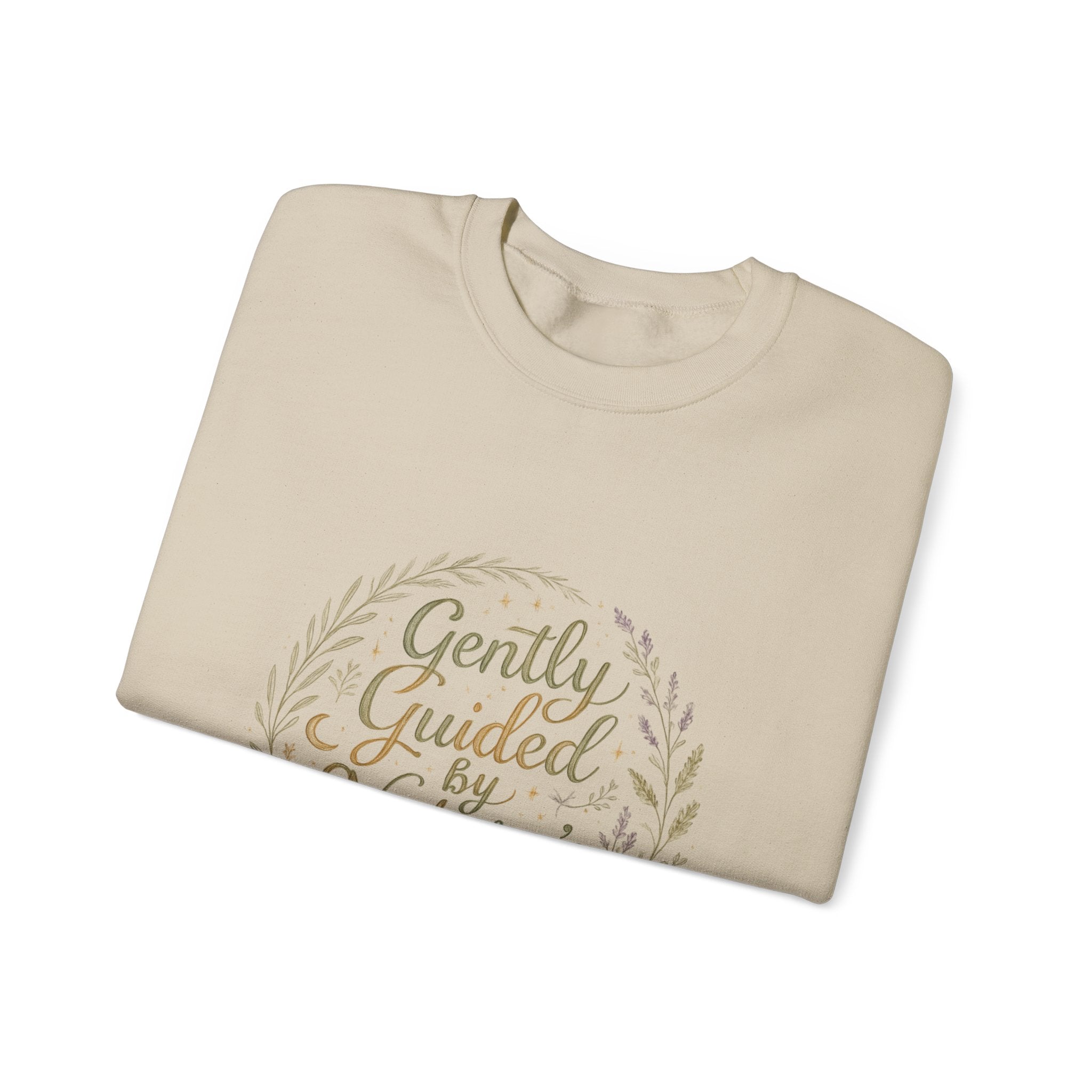 Crewneck Sweatshirt — "Gently Guided by Nature's Wisdom" Floral Wreath Eco Vibe