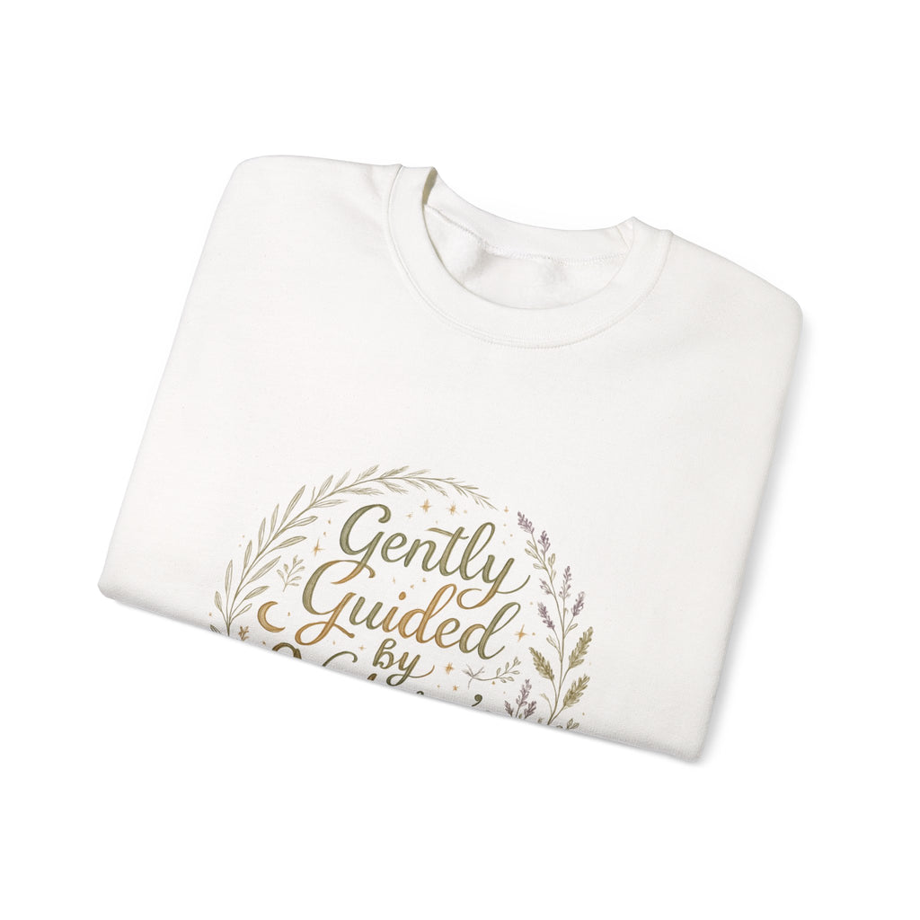 Crewneck Sweatshirt — "Gently Guided by Nature's Wisdom" Floral Wreath Eco Vibe