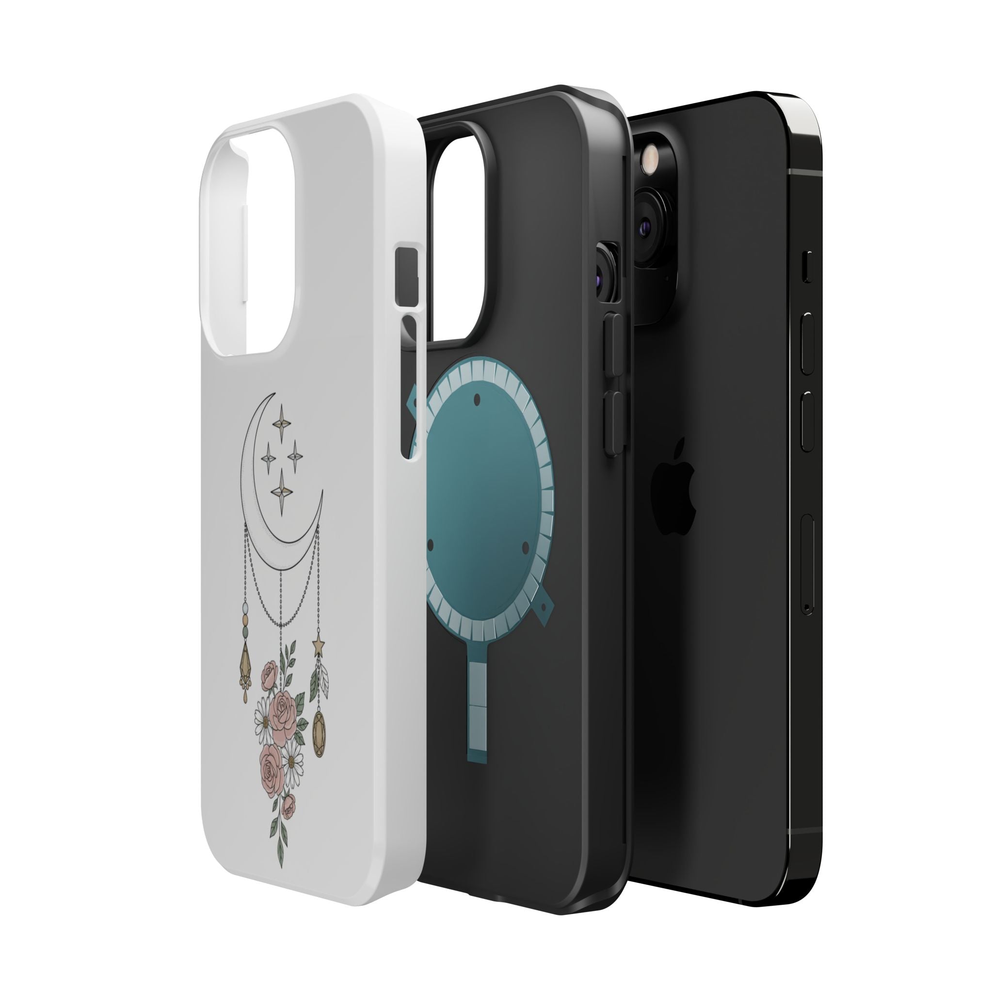 Moon & Roses Magnetic Impact Phone Case — Celestial Floral iPhone Cover