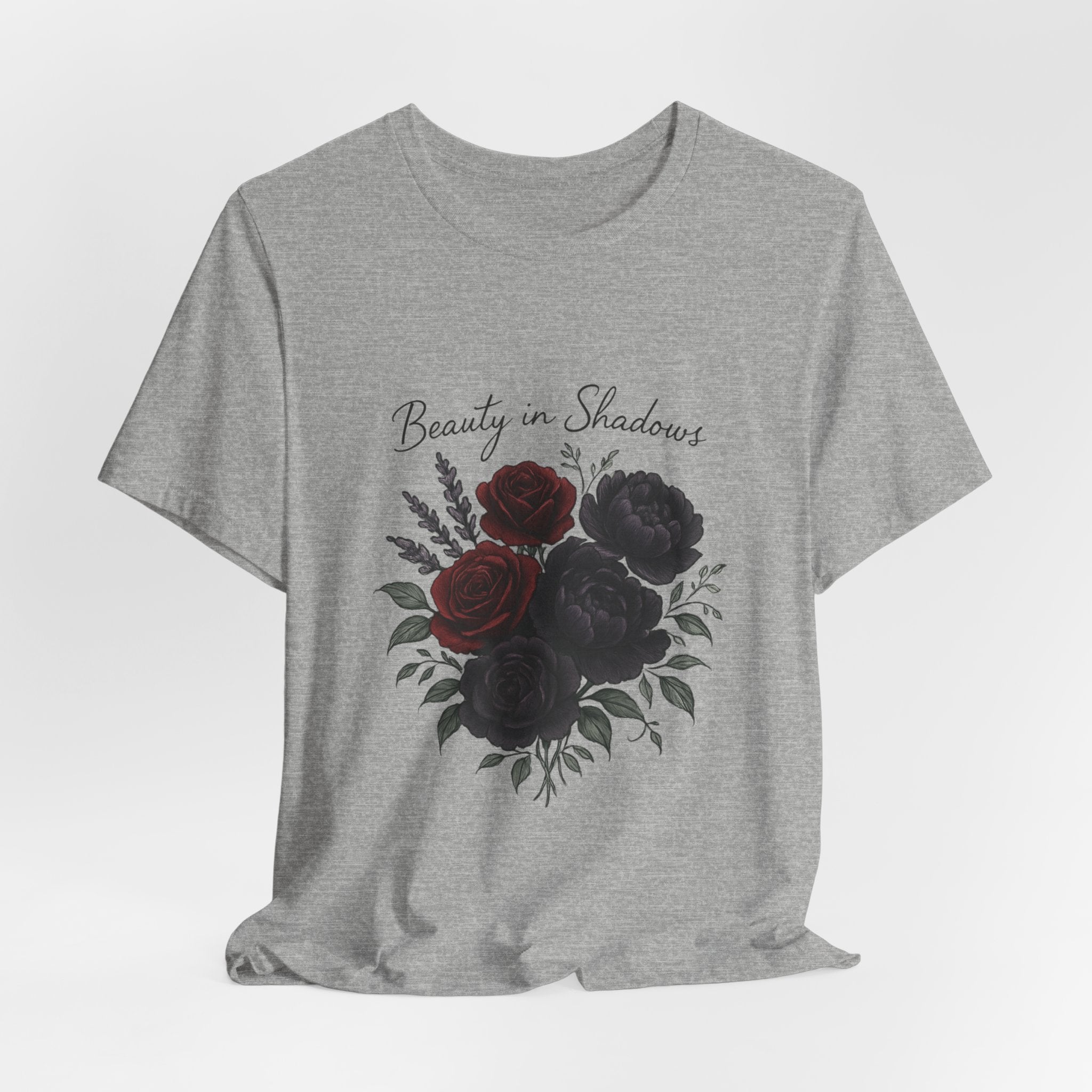 Floral Tee — "Beauty in Shadow" Dark Rose Bouquet Graphic T-Shirt