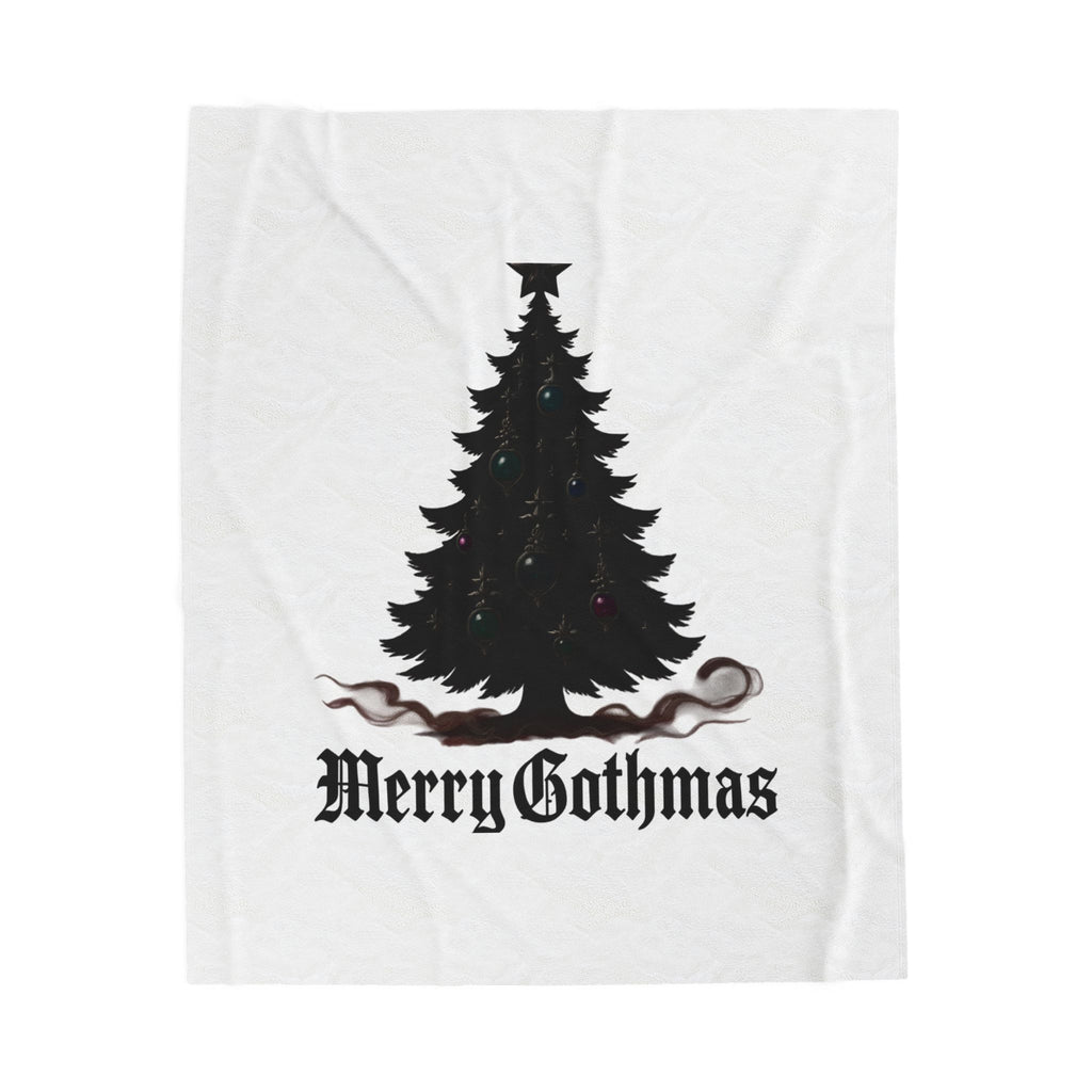 Velveteen Plush Blanket — 'Merry Gothmas' Gothic Christmas Tree Throw