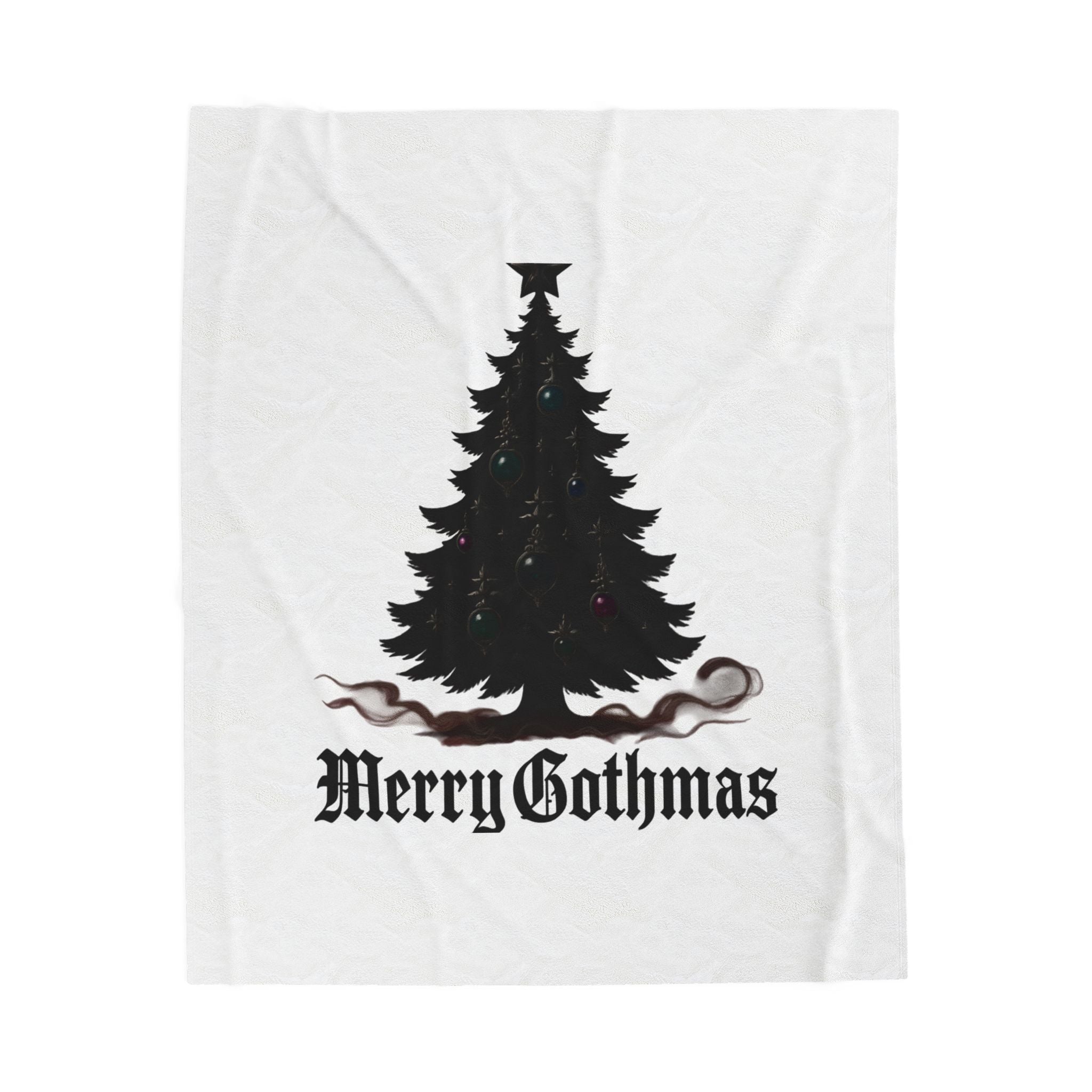 Velveteen Plush Blanket — 'Merry Gothmas' Gothic Christmas Tree Throw