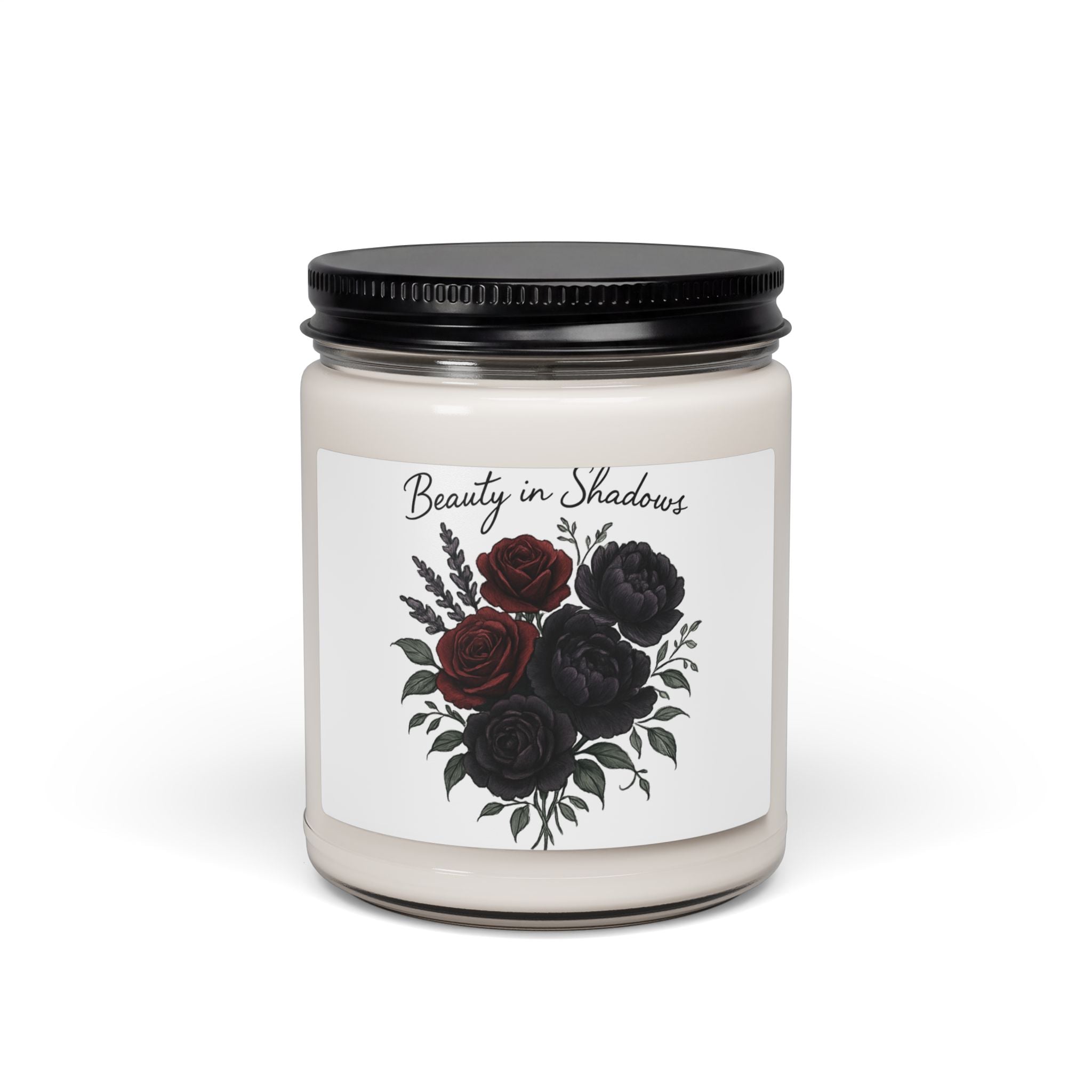 Beauty in Shadows Soy Candle — 9oz Scented Jar (Rose & Noir)
