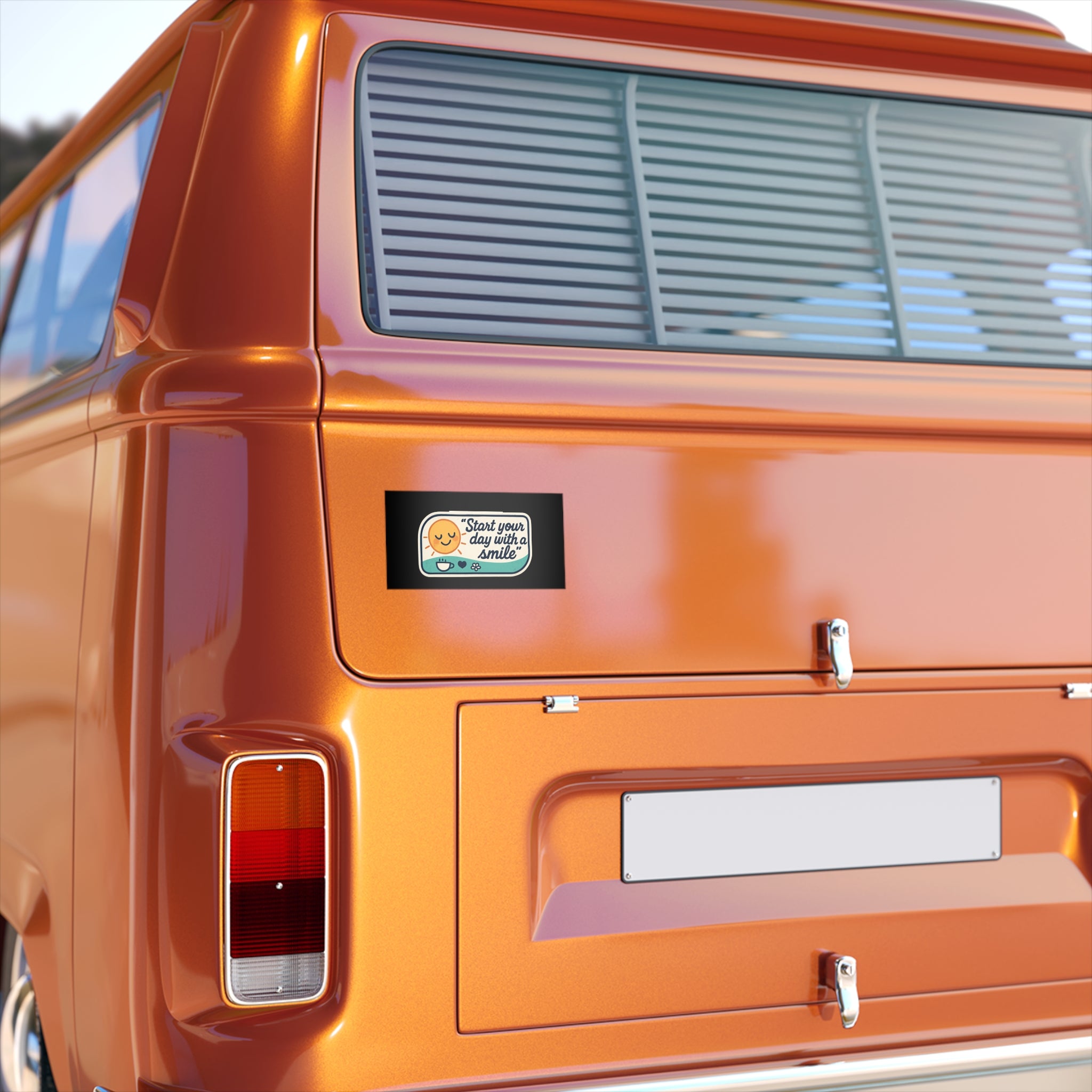 Bumper Sticker — "Start Your Day With a Smile" Sunny Retro Decal