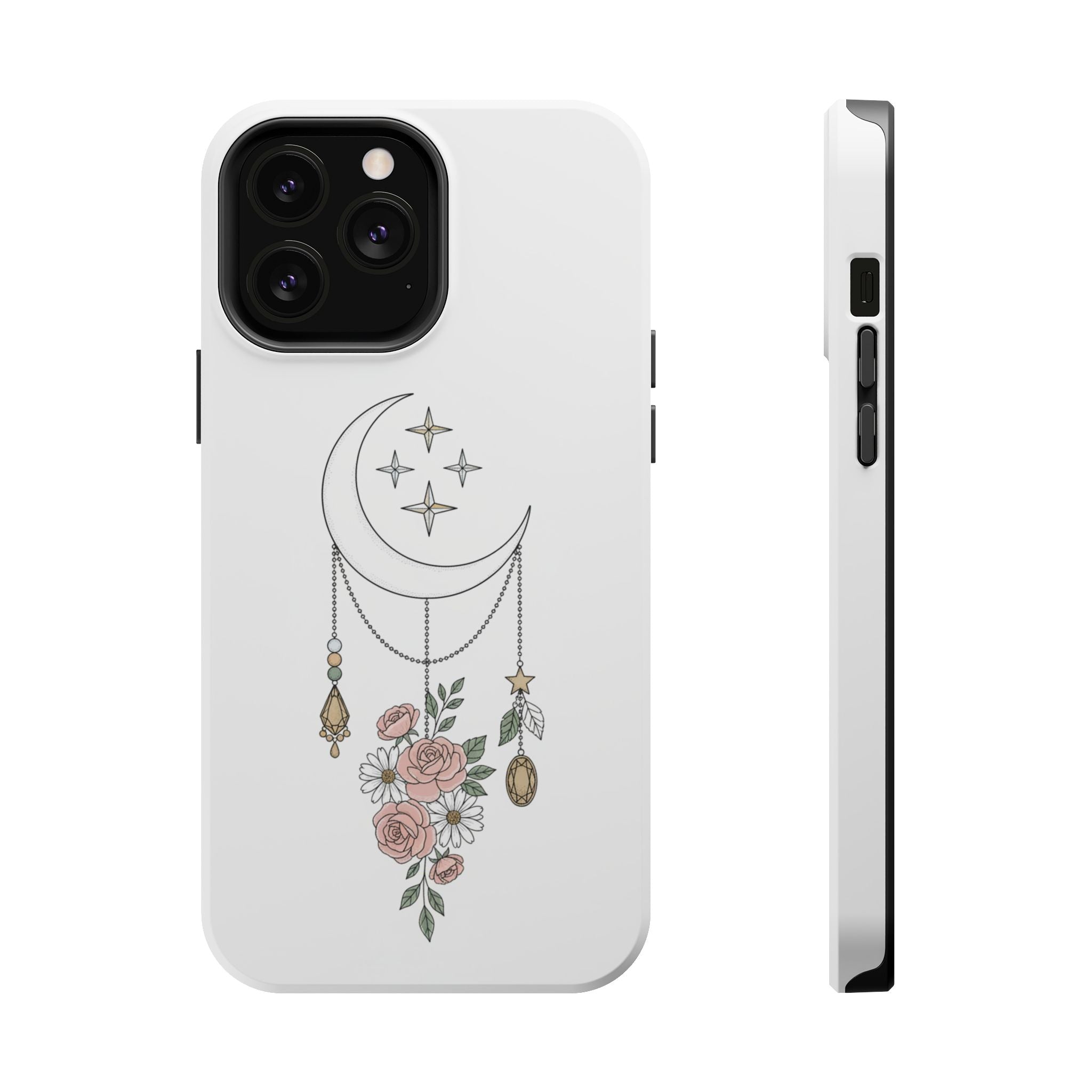 Moon & Roses Magnetic Impact Phone Case — Celestial Floral iPhone Cover