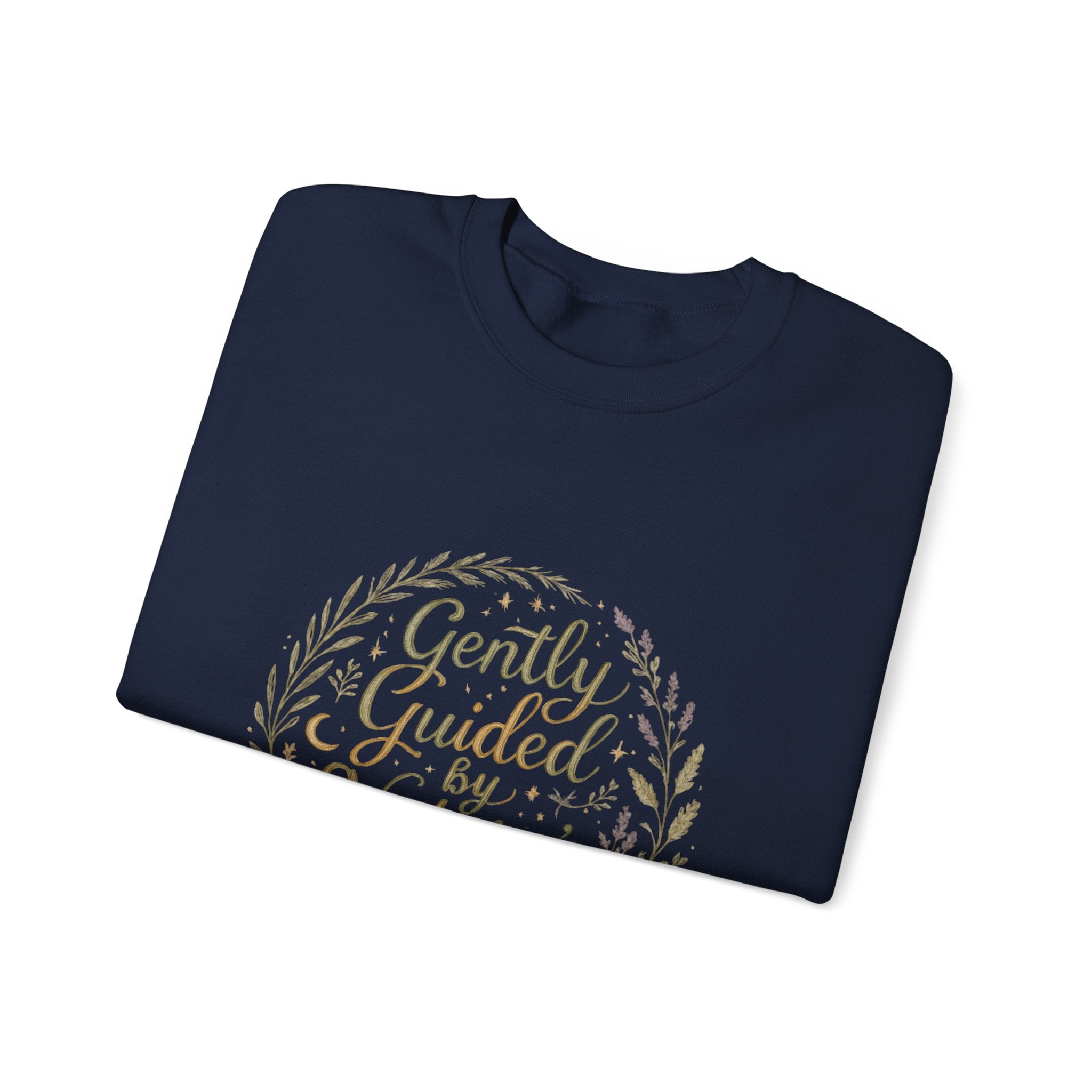 Crewneck Sweatshirt — "Gently Guided by Nature's Wisdom" Floral Wreath Eco Vibe