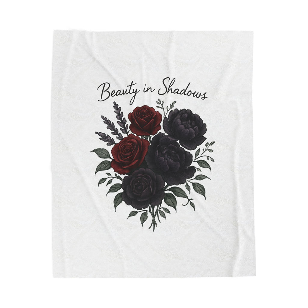 Velveteen Blanket — "Beauty in Shadows" Dark Rose Plush Throw