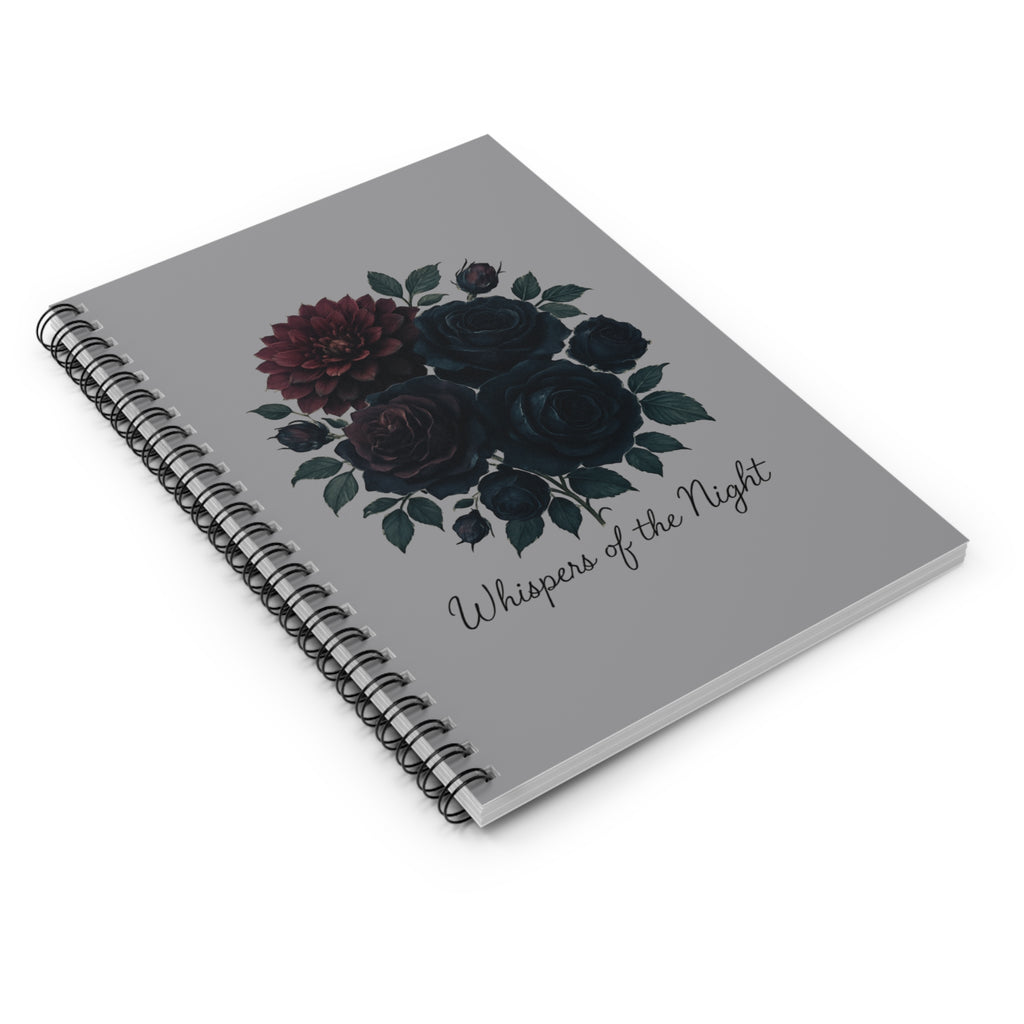 Whispers of the Night Floral Notebook — Spiral Ruled Journal