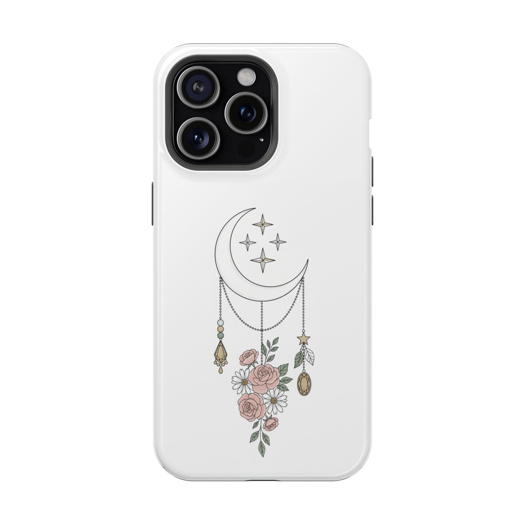 Moon & Roses Magnetic Impact Phone Case — Celestial Floral iPhone Cover