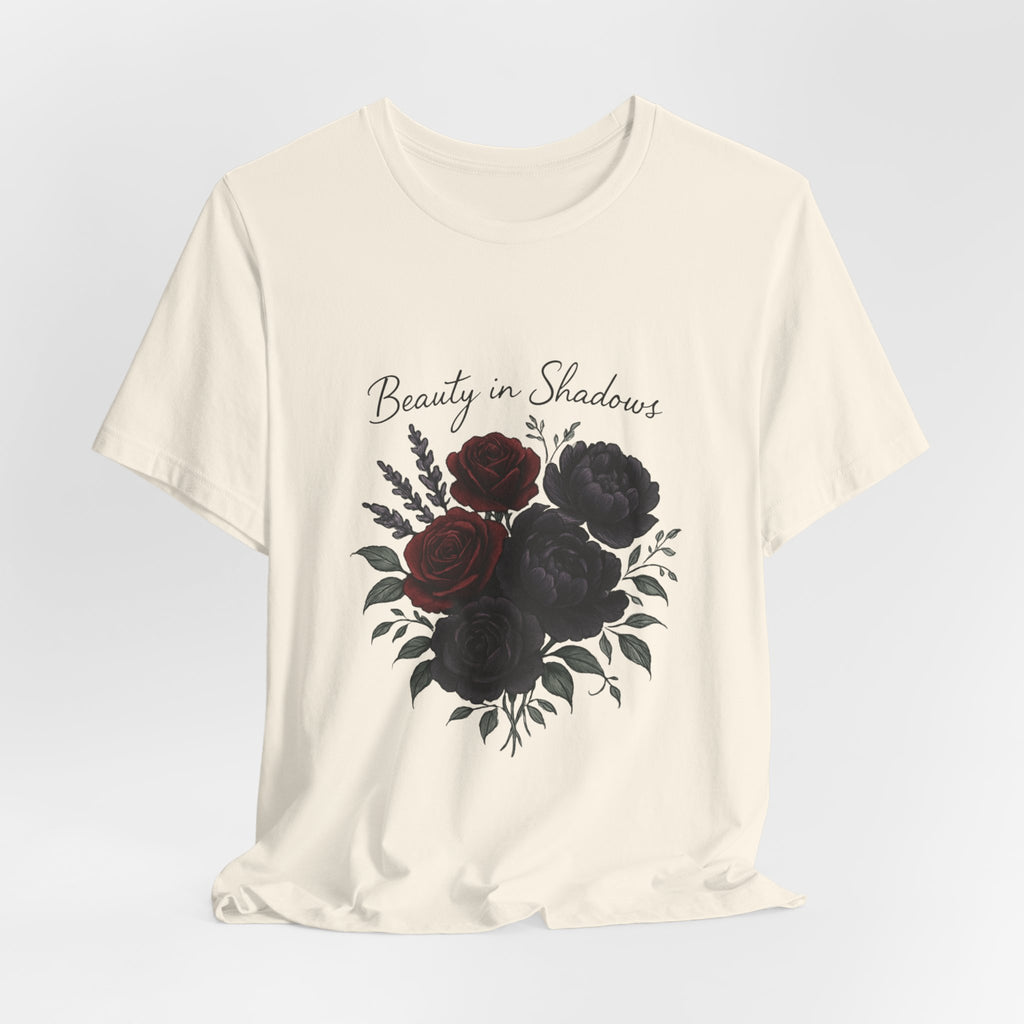 Floral Tee — "Beauty in Shadow" Dark Rose Bouquet Graphic T-Shirt