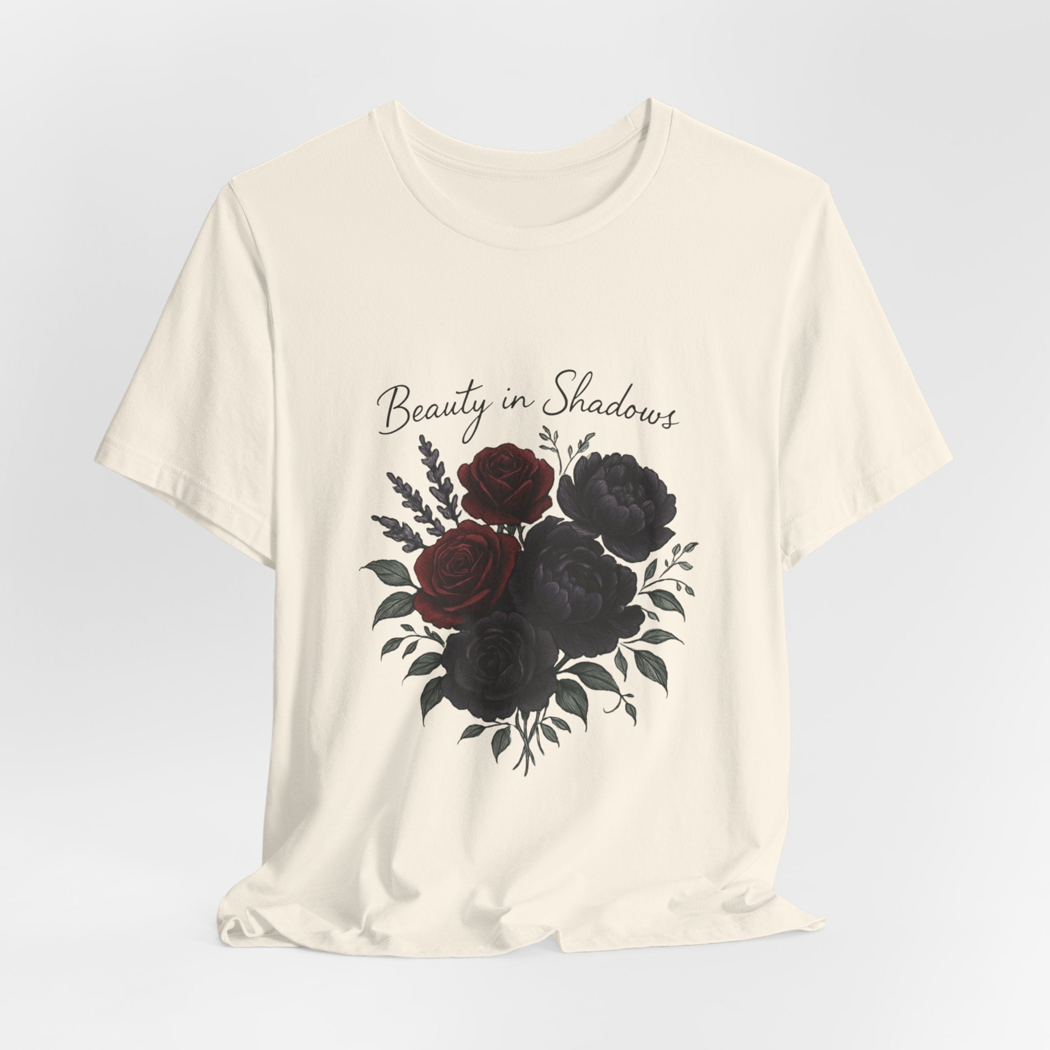 Floral Tee — "Beauty in Shadow" Dark Rose Bouquet Graphic T-Shirt