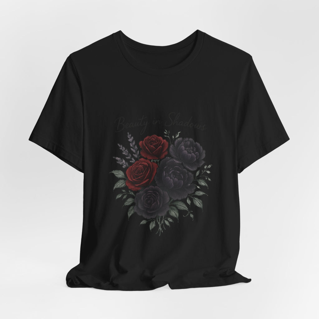 Floral Tee — "Beauty in Shadow" Dark Rose Bouquet Graphic T-Shirt