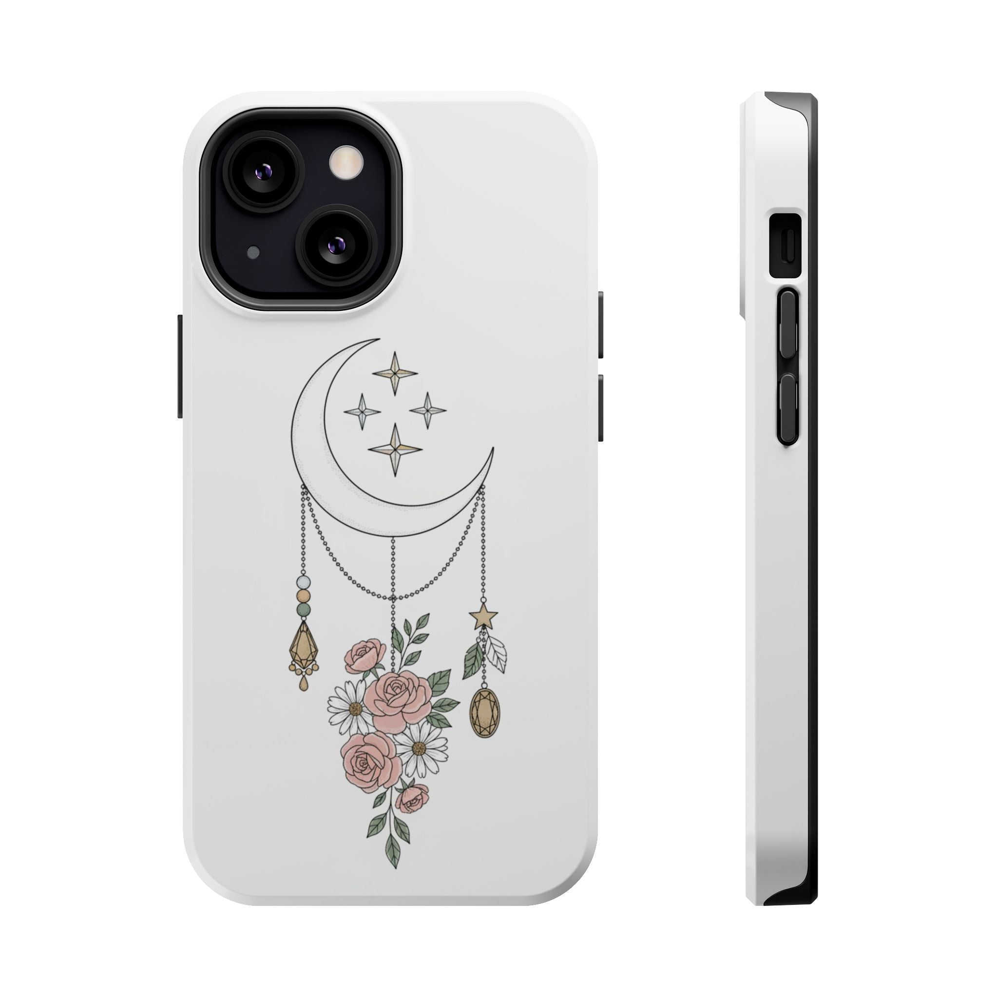 Moon & Roses Magnetic Impact Phone Case — Celestial Floral iPhone Cover