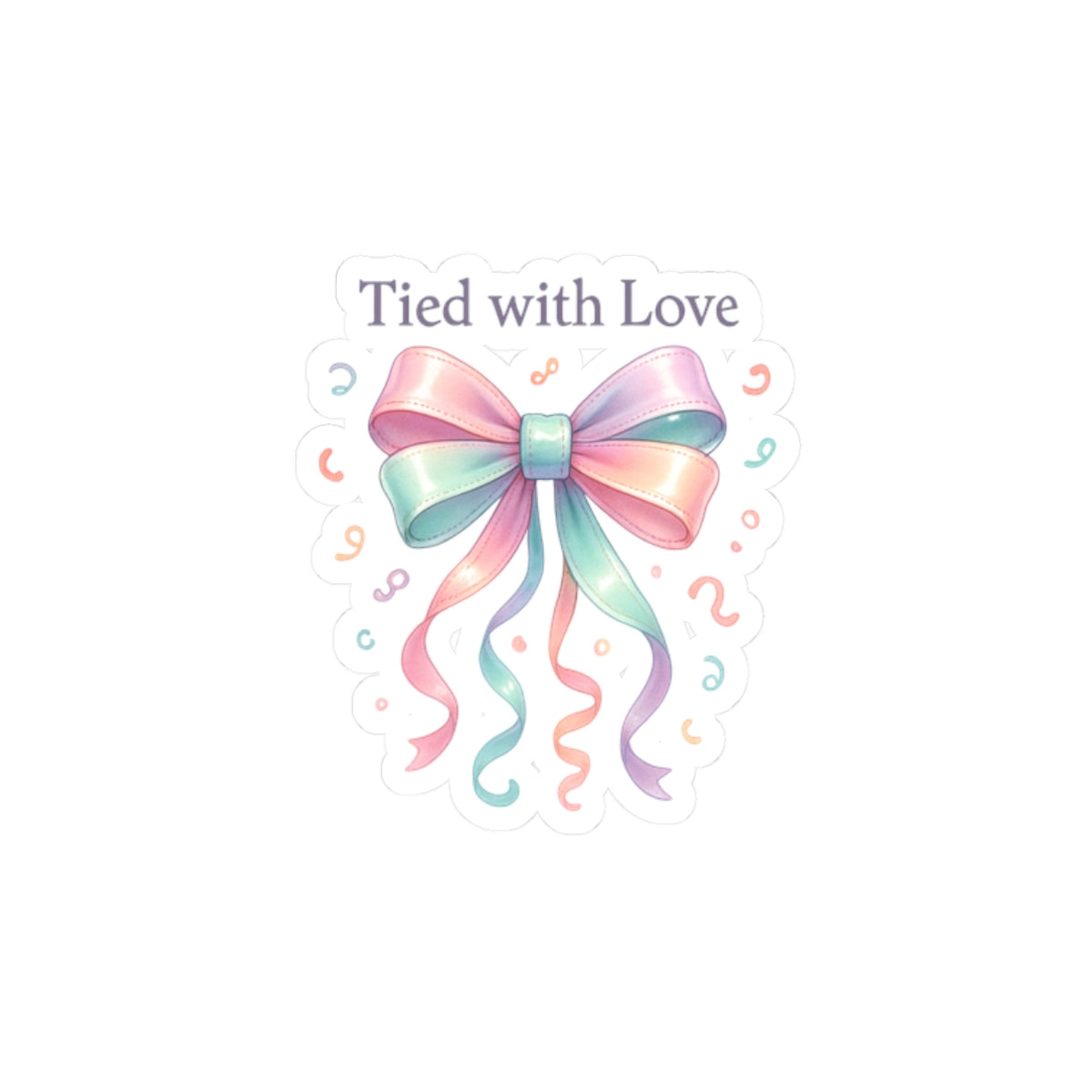 Tied with Love Pastel Bow Sticker — Cute Kiss-Cut Decorative Sticker for Gifts, Laptops & Scrapbooking