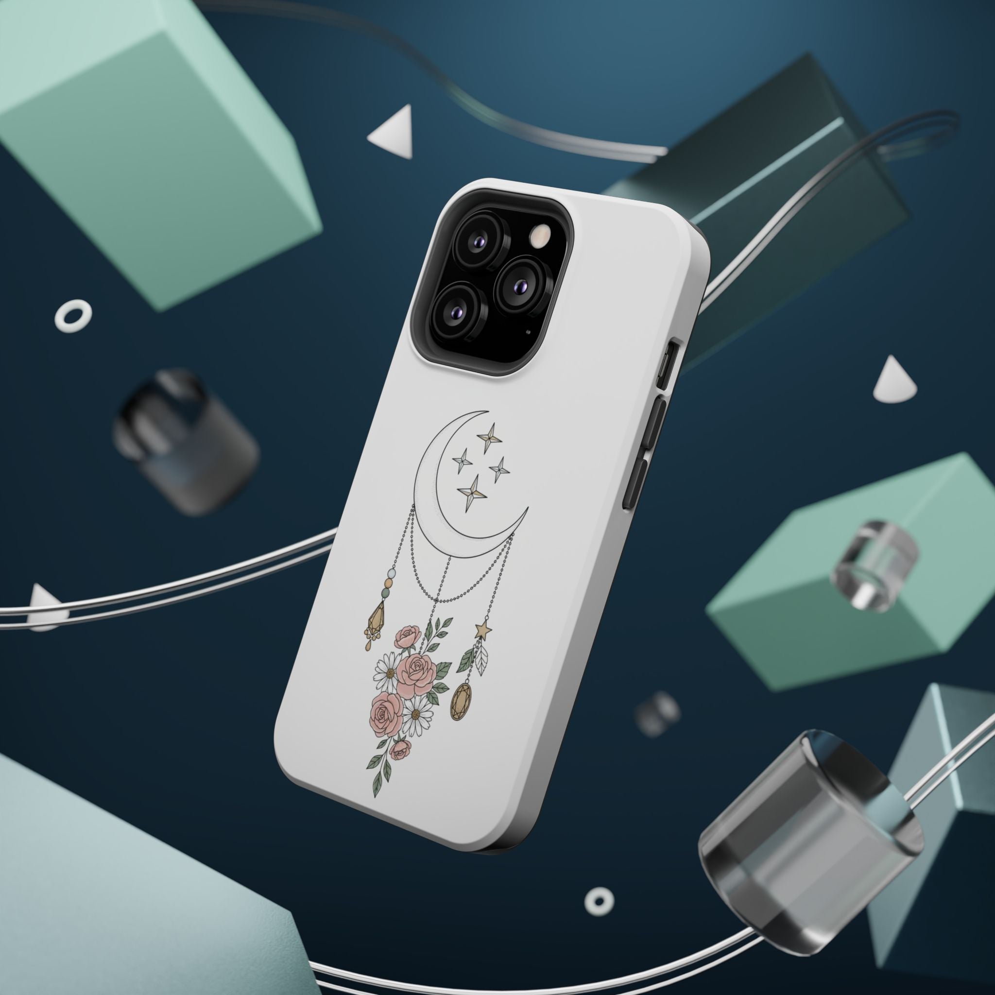 Moon & Roses Magnetic Impact Phone Case — Celestial Floral iPhone Cover