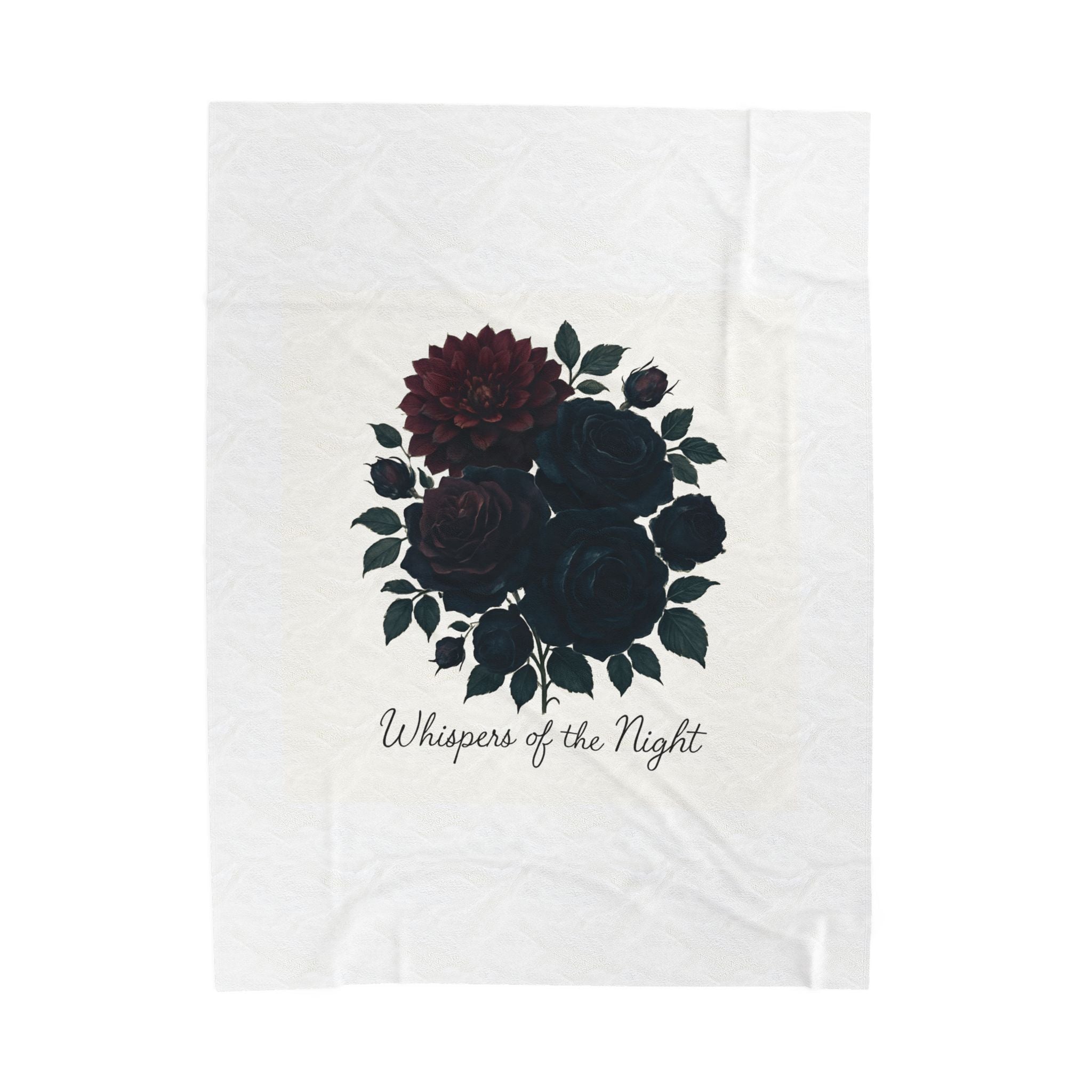 Velveteen Plush Blanket — 'Whispers of the Night' Dark Rose Cozy Throw