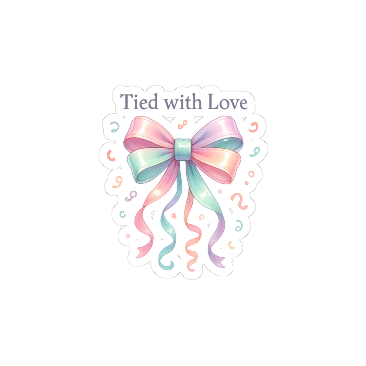 Tied with Love Pastel Bow Sticker — Cute Kiss-Cut Decorative Sticker for Gifts, Laptops & Scrapbooking