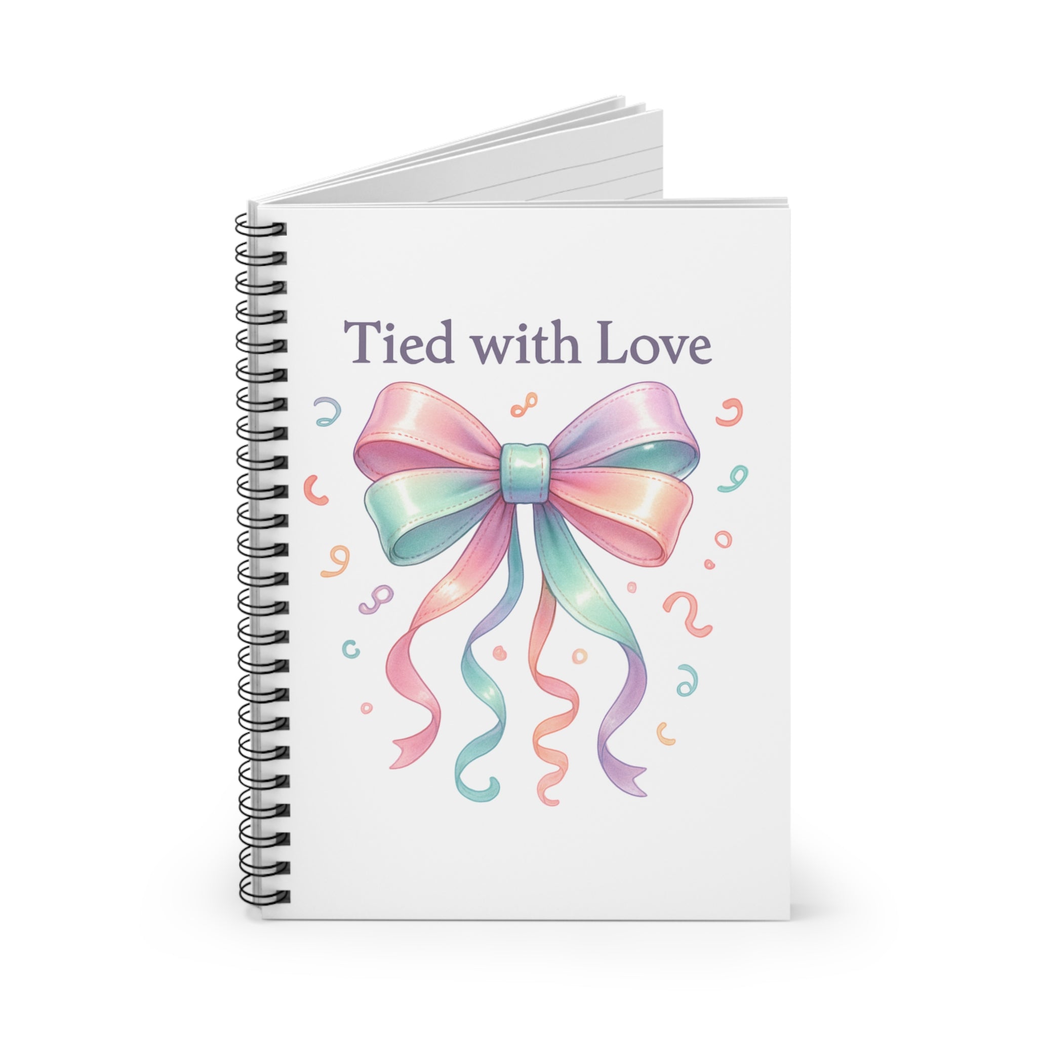 Tied with Love Spiral Notebook — Cute Pastel Bow Journal (Ruled)