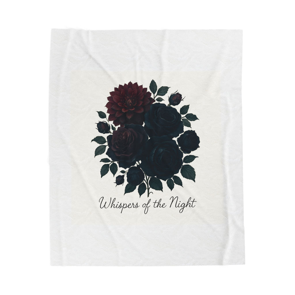 Velveteen Plush Blanket — 'Whispers of the Night' Dark Rose Cozy Throw