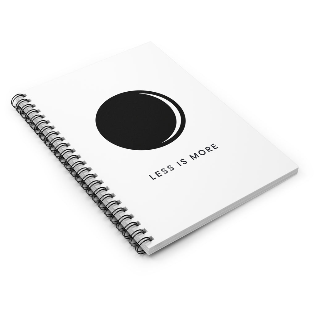 Minimalist Moon Spiral Notebook — "Less Is More" Ruled Journal