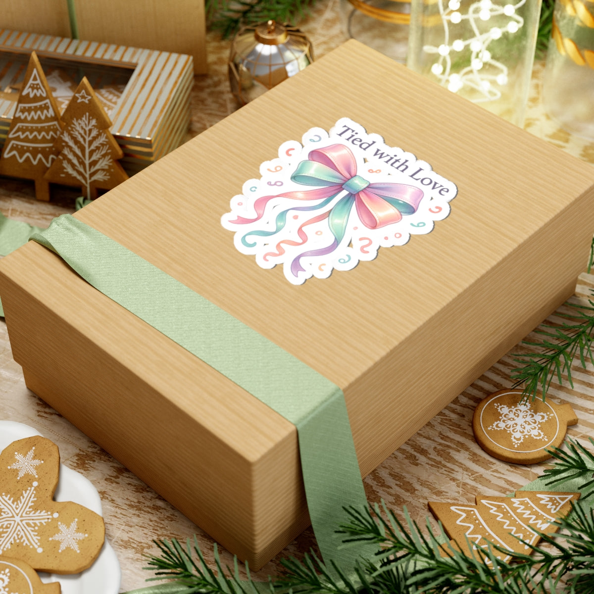 Tied with Love Pastel Bow Sticker — Cute Kiss-Cut Decorative Sticker for Gifts, Laptops & Scrapbooking