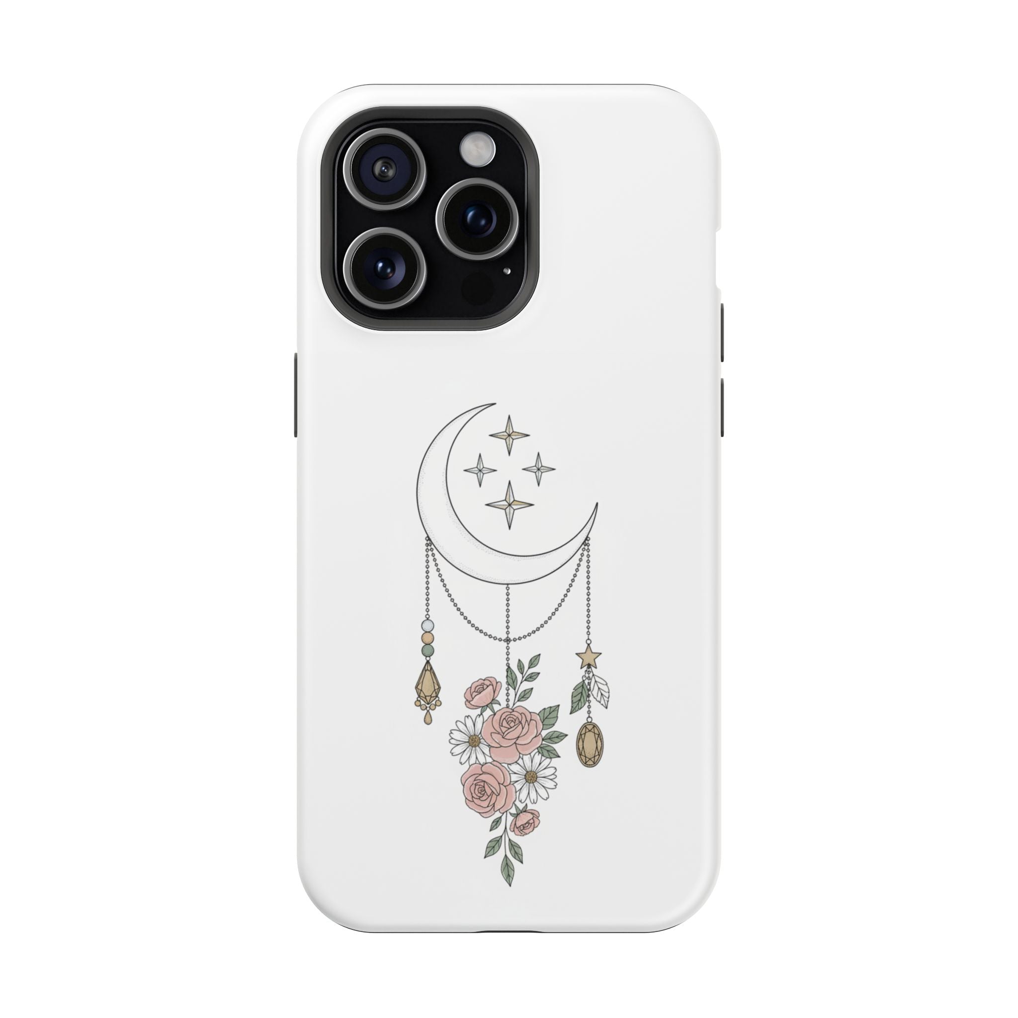 Moon & Roses Magnetic Impact Phone Case — Celestial Floral iPhone Cover