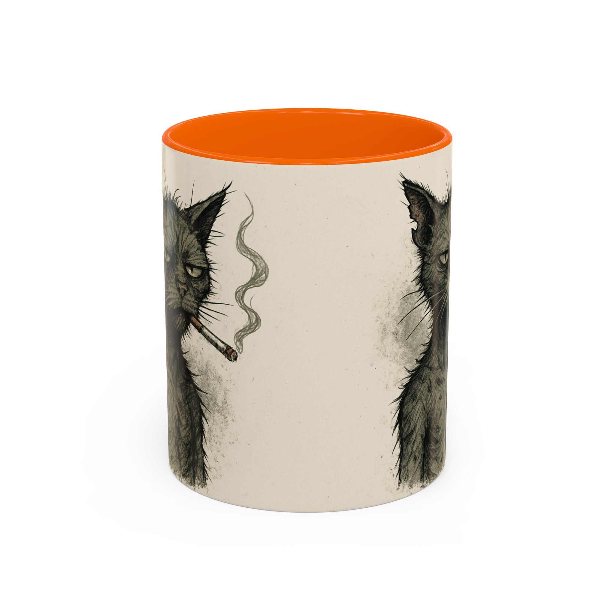 Grumpy Cat Smoking Coffee Mug — Funny Gothic Cat Accent Mug (11/15oz)