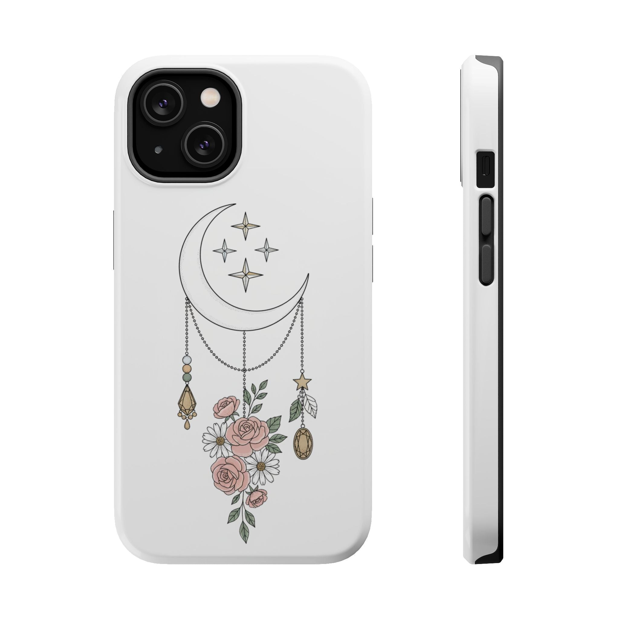 Moon & Roses Magnetic Impact Phone Case — Celestial Floral iPhone Cover