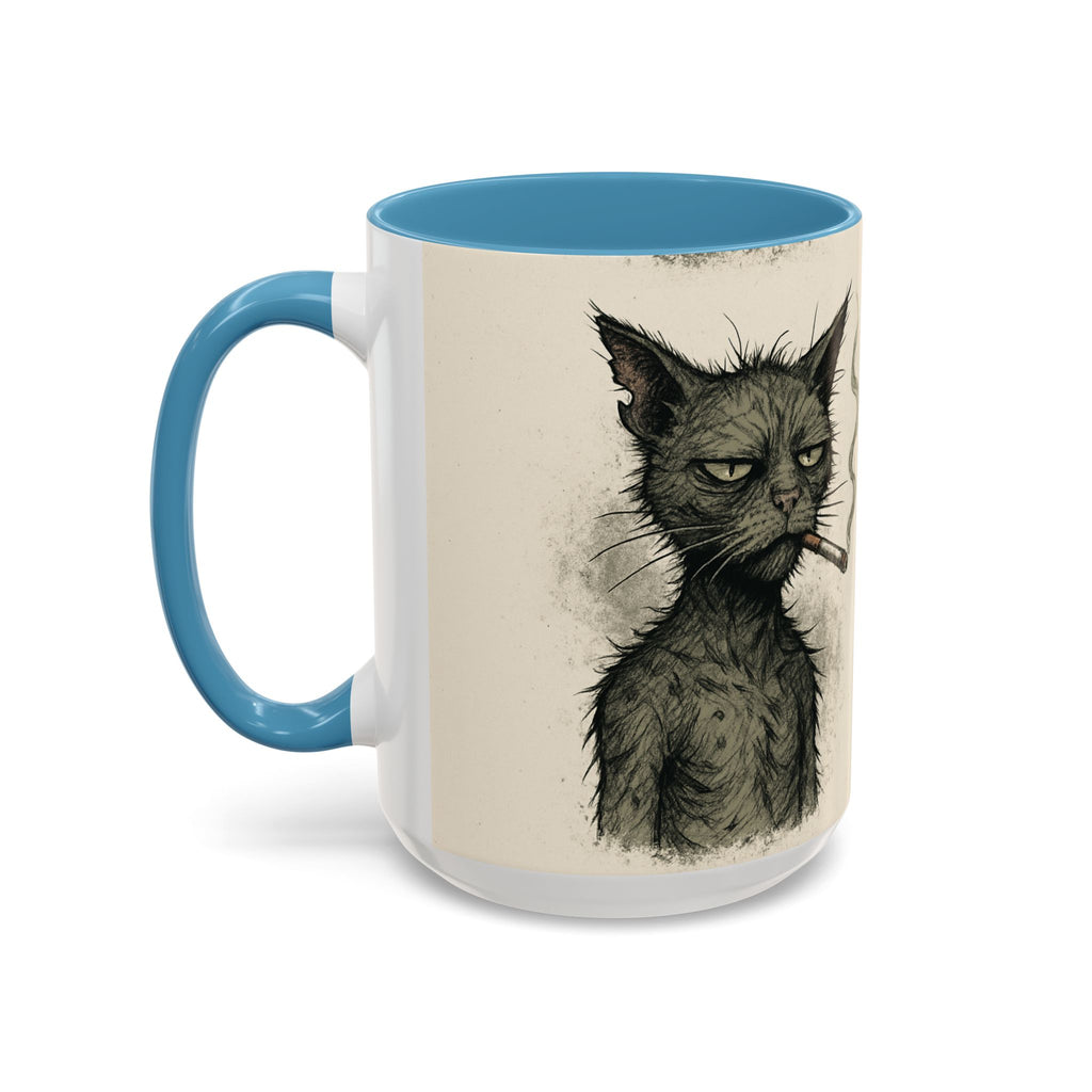 Grumpy Cat Smoking Coffee Mug — Funny Gothic Cat Accent Mug (11/15oz)