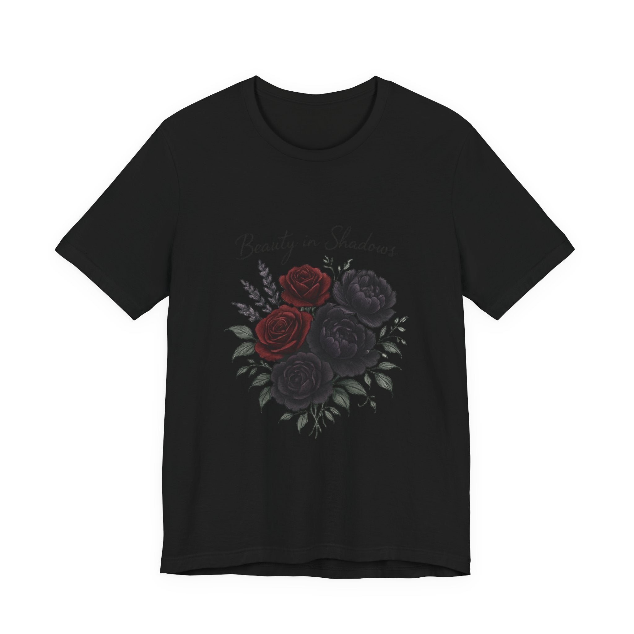 Floral Tee — "Beauty in Shadow" Dark Rose Bouquet Graphic T-Shirt