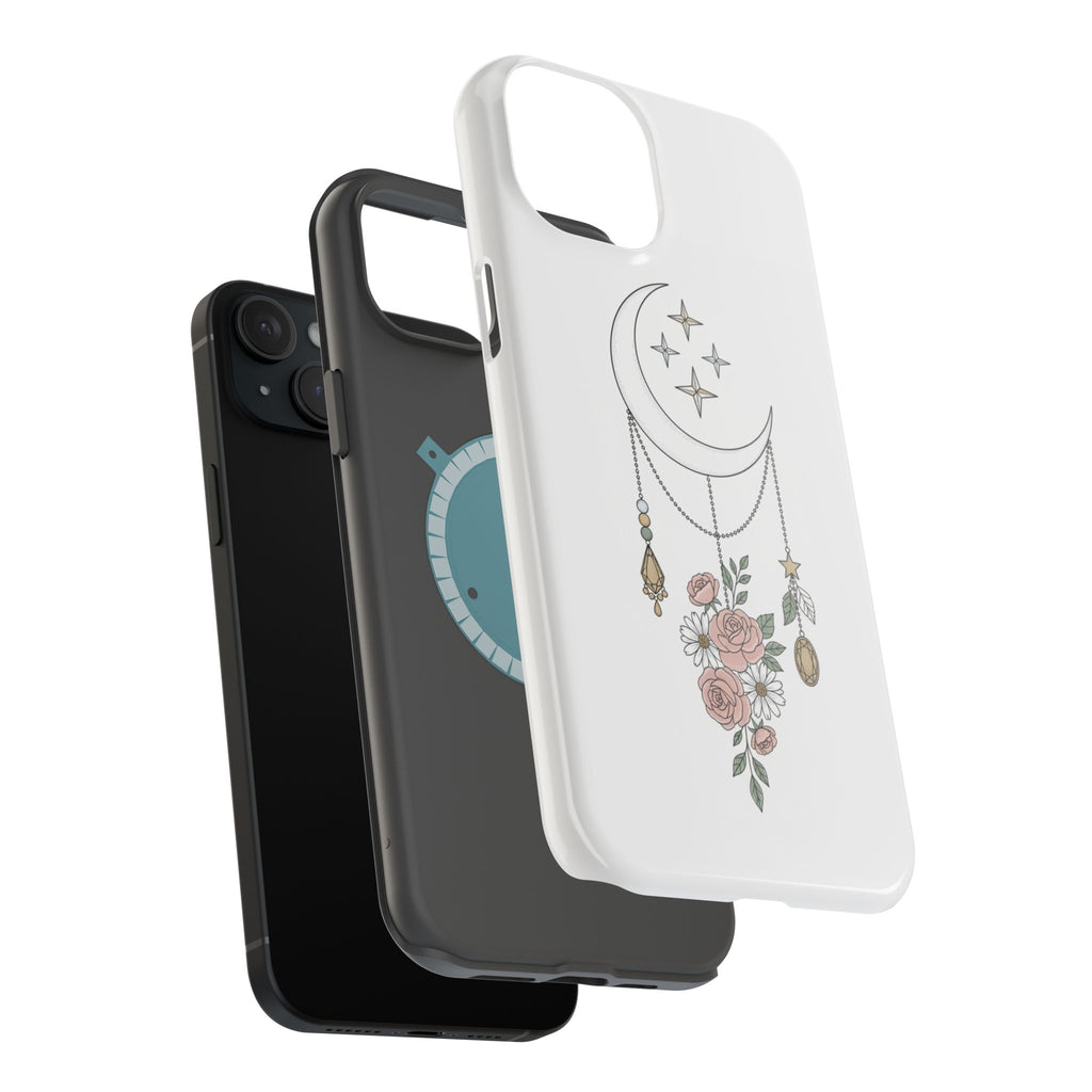Moon & Roses Magnetic Impact Phone Case — Celestial Floral iPhone Cover