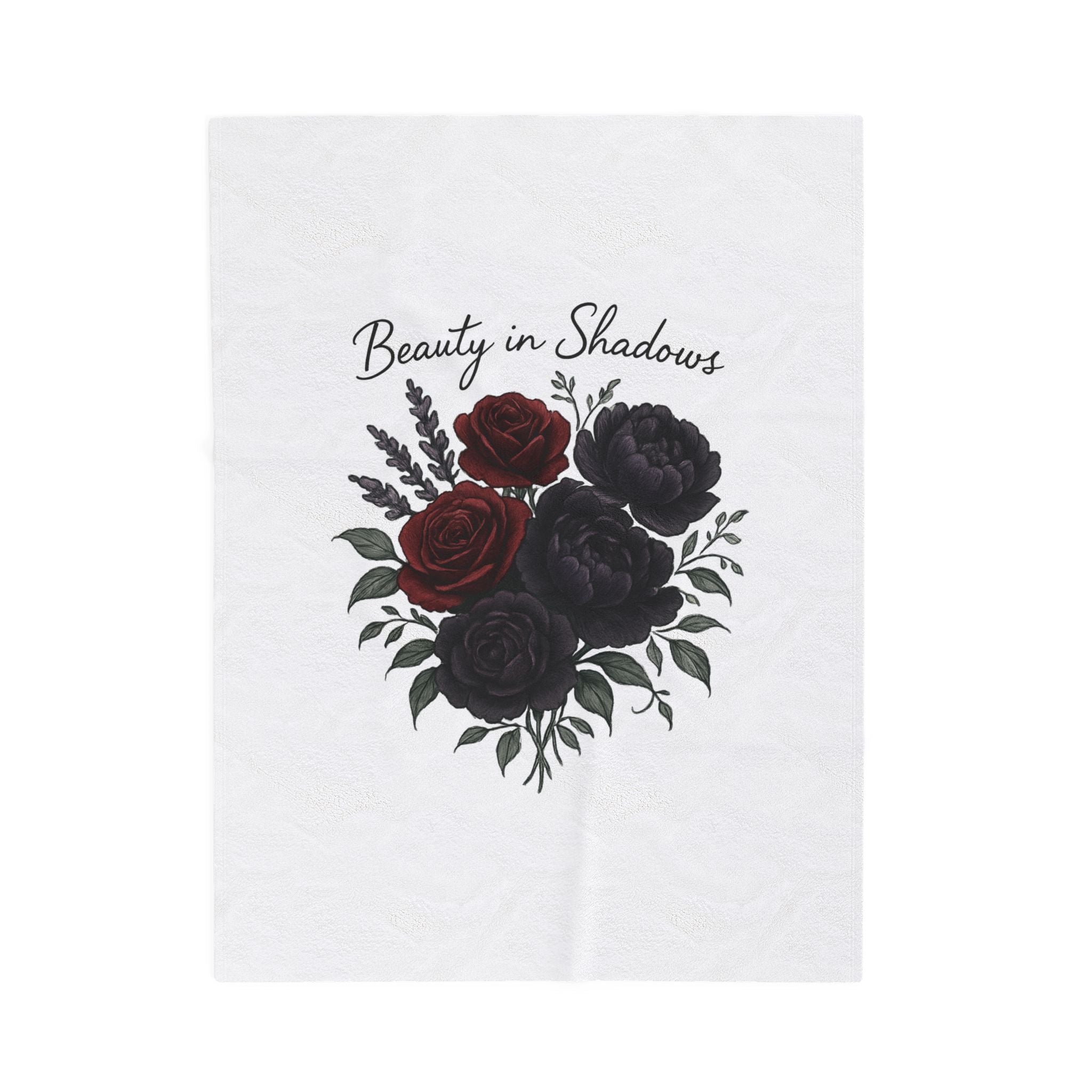 Velveteen Blanket — "Beauty in Shadows" Dark Rose Plush Throw