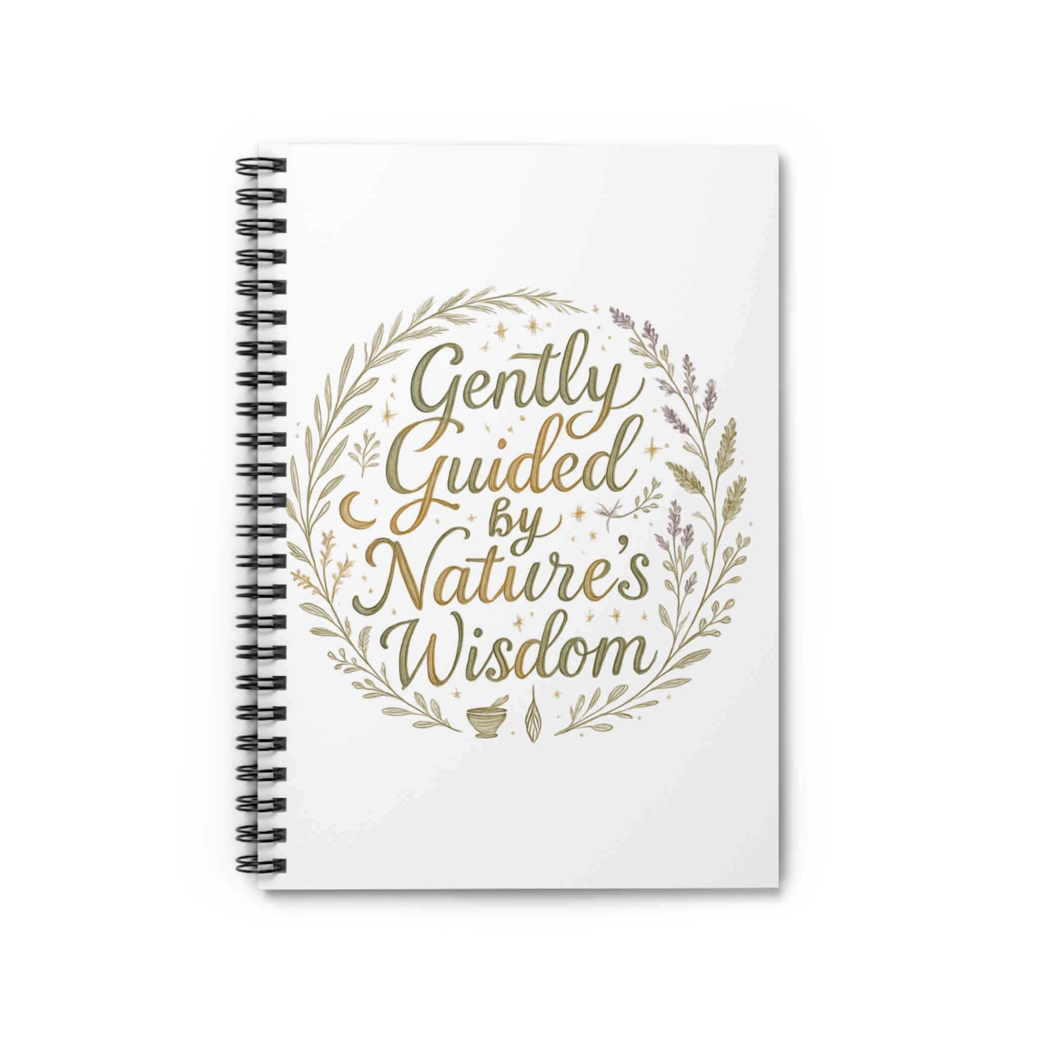 Gently Guided by Nature's Wisdom Spiral Notebook — Floral Boho Ruled Journal