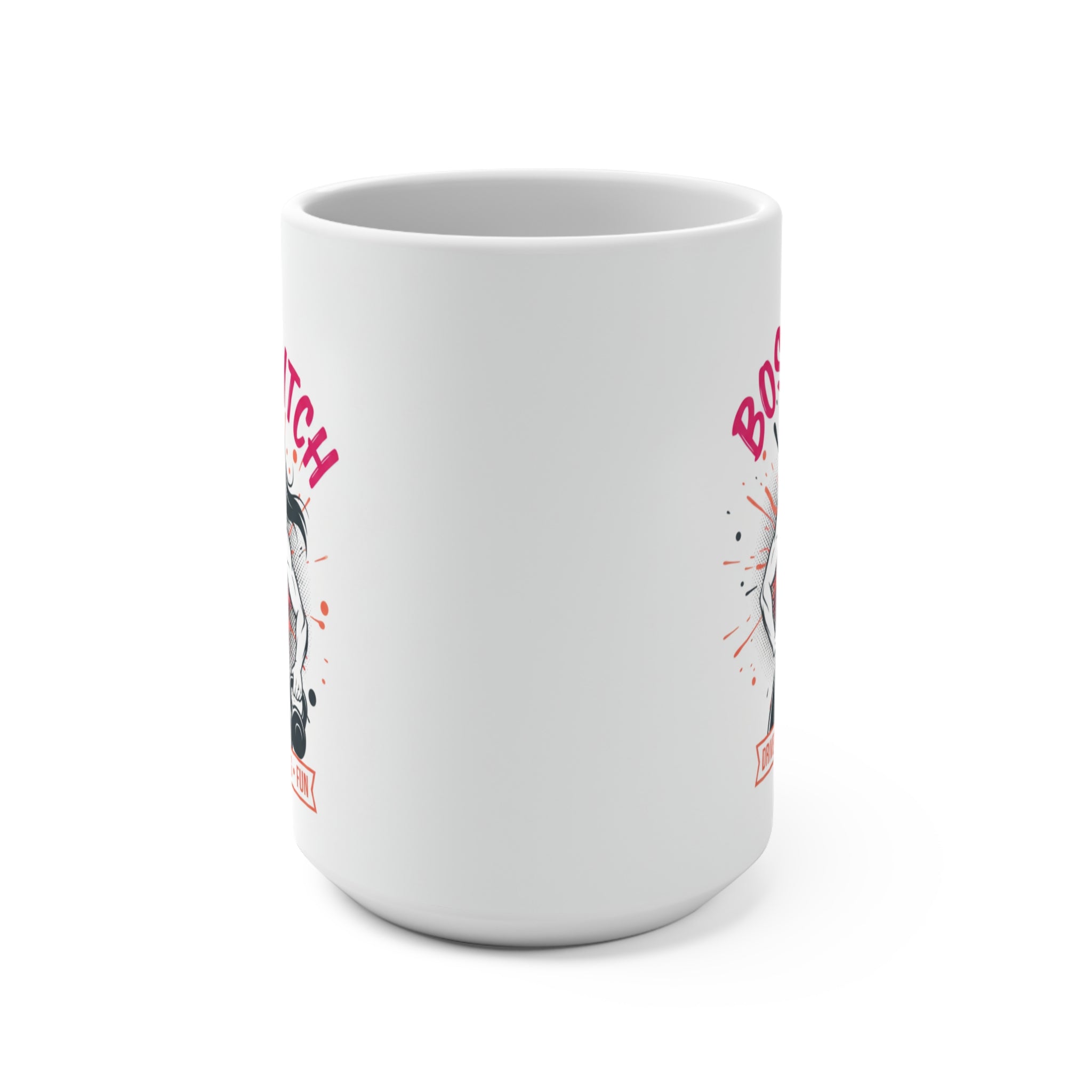Boss Bitch 15oz Ceramic Mug — Driven • Strong • Fun | Empowered Fitness Coffee Cup