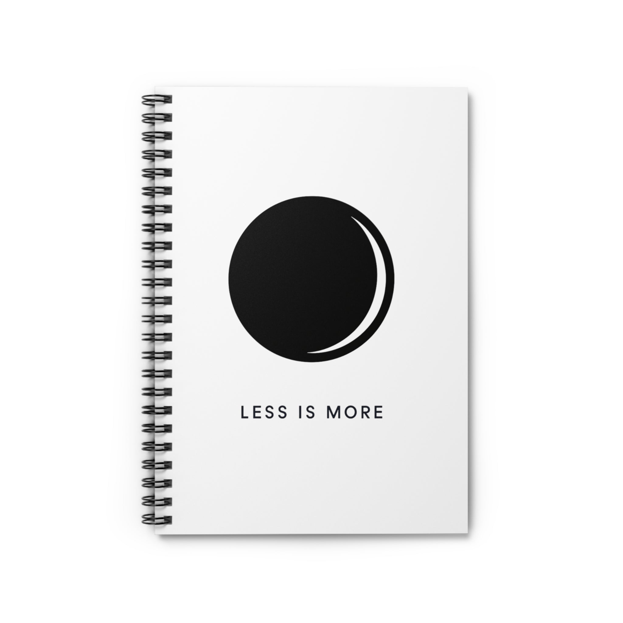 Minimalist Moon Spiral Notebook — "Less Is More" Ruled Journal