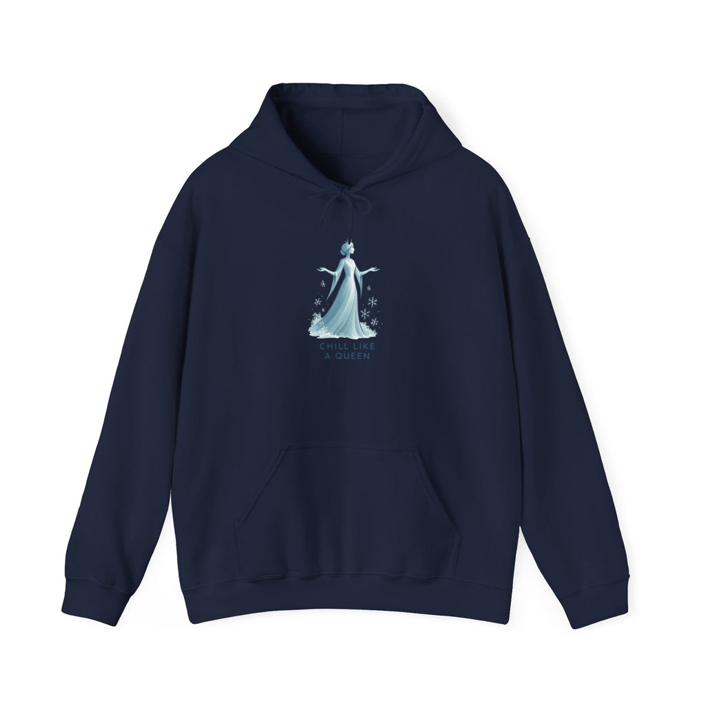 Queen Illustration Hoodie — "Chill Like a Queen" Cozy Graphic Sweatshirt