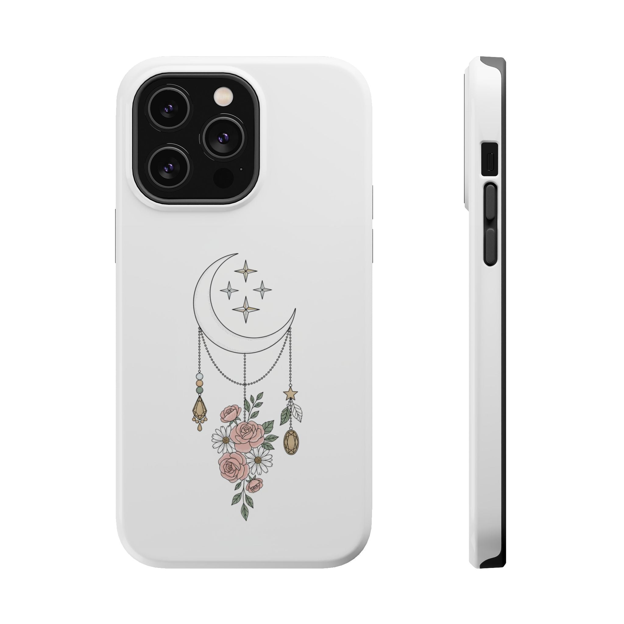 Moon & Roses Magnetic Impact Phone Case — Celestial Floral iPhone Cover