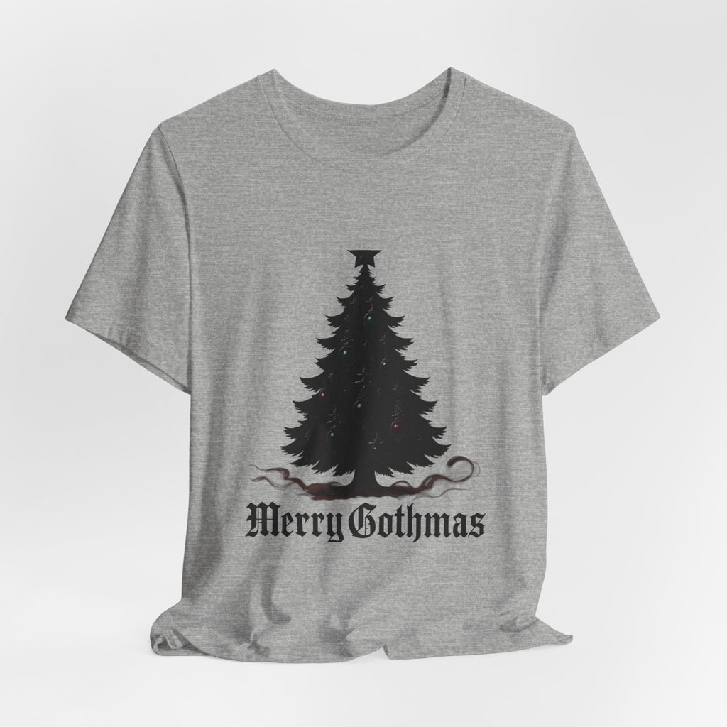 Gothic Christmas Tee — 'Merry Gothmas' Black Tree Graphic