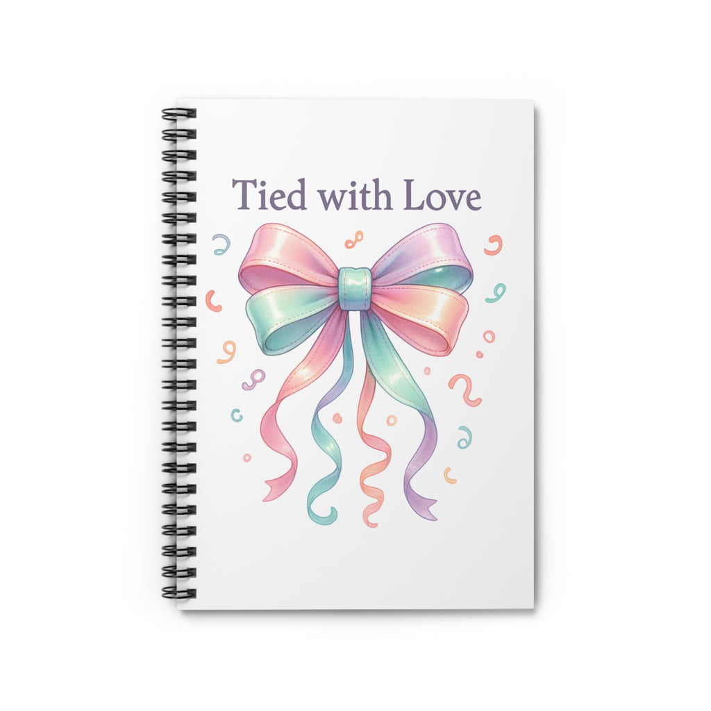 Tied with Love Spiral Notebook — Pastel Bow Ruled Journal for Gifts & Keepsakes