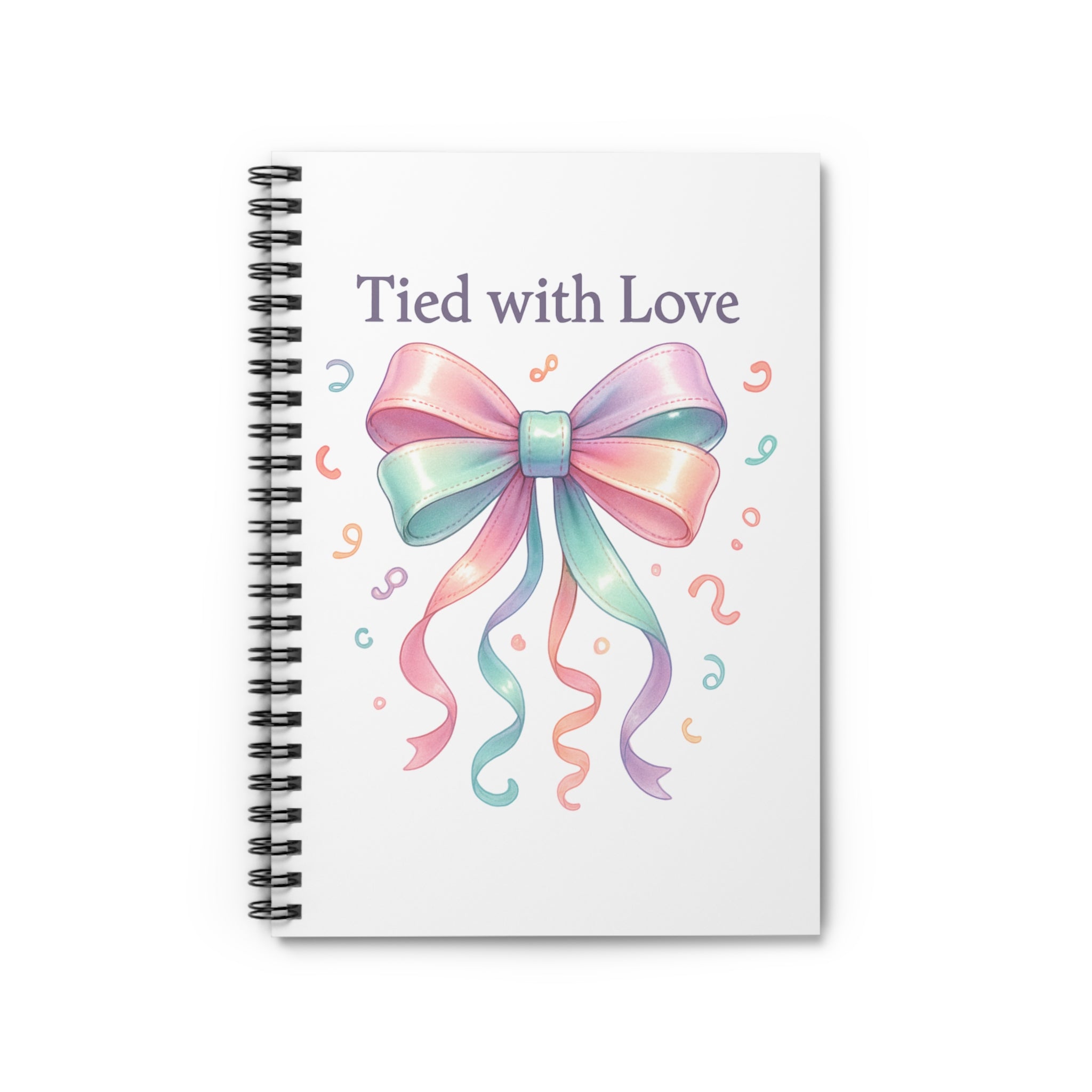 Tied with Love Spiral Notebook — Pastel Bow Ruled Journal for Gifts & Keepsakes