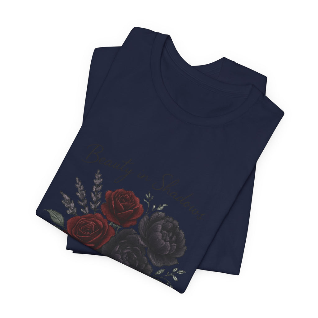 Floral Tee — "Beauty in Shadow" Dark Rose Bouquet Graphic T-Shirt