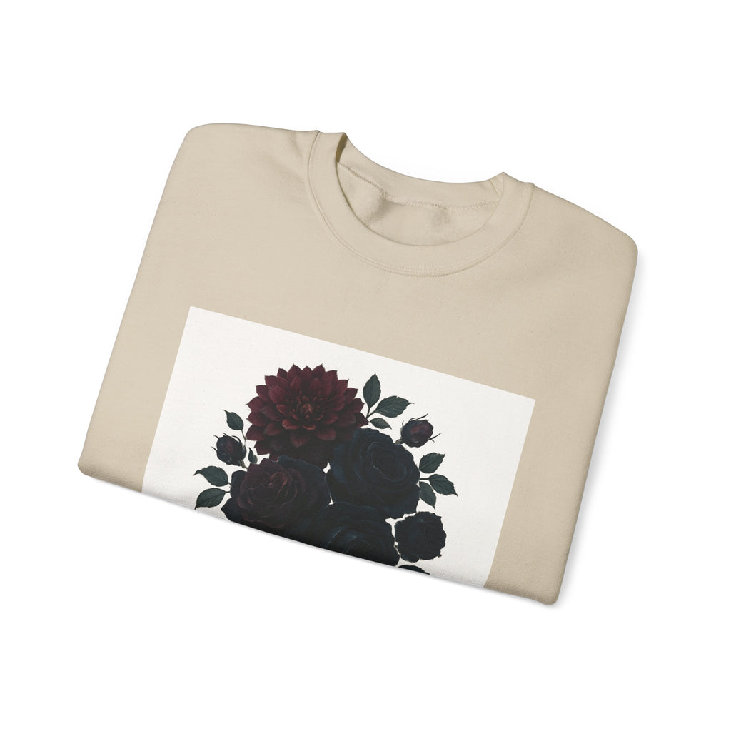 Crewneck Sweatshirt - 'Whispers of the Night' Floral Graphic