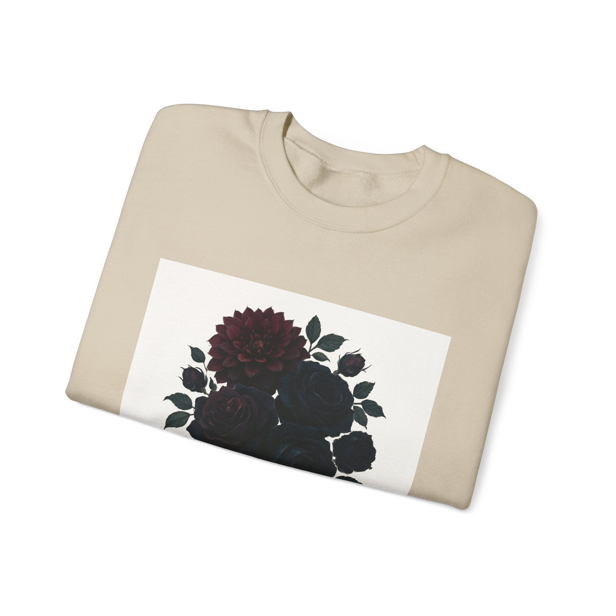 Crewneck Sweatshirt - 'Whispers of the Night' Floral Graphic