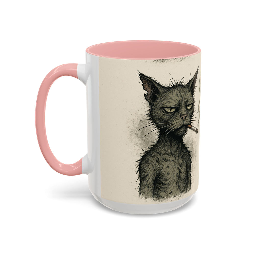 Grumpy Cat Smoking Coffee Mug — Funny Gothic Cat Accent Mug (11/15oz)
