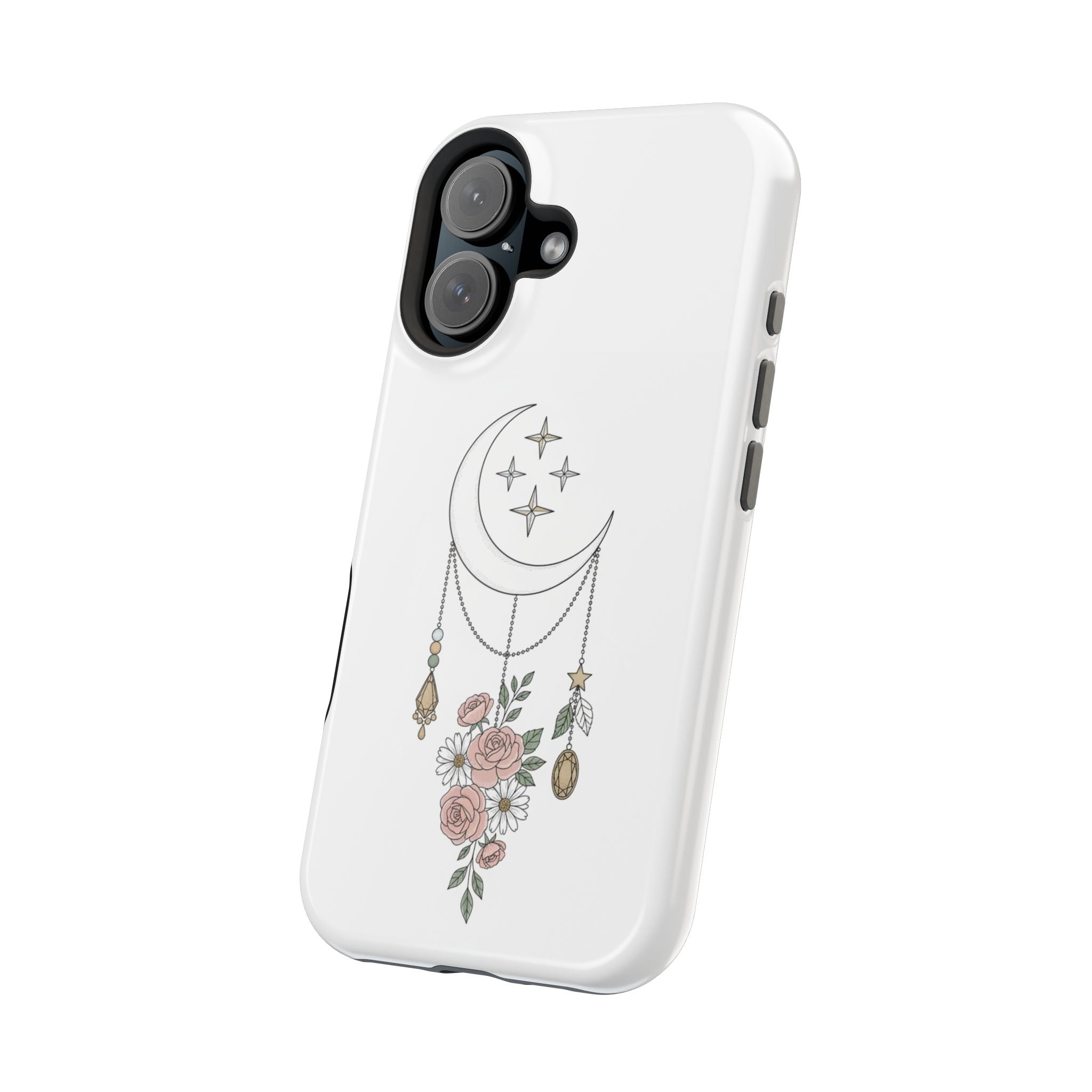 Moon & Roses Magnetic Impact Phone Case — Celestial Floral iPhone Cover