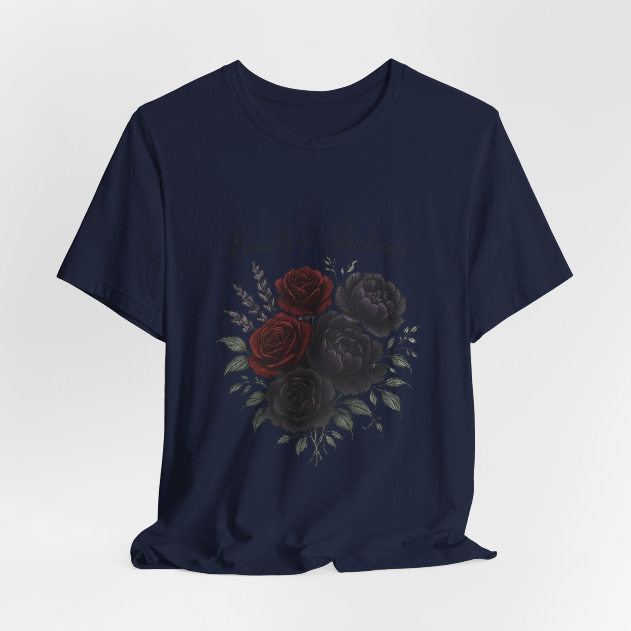 Floral Tee — "Beauty in Shadow" Dark Rose Bouquet Graphic T-Shirt