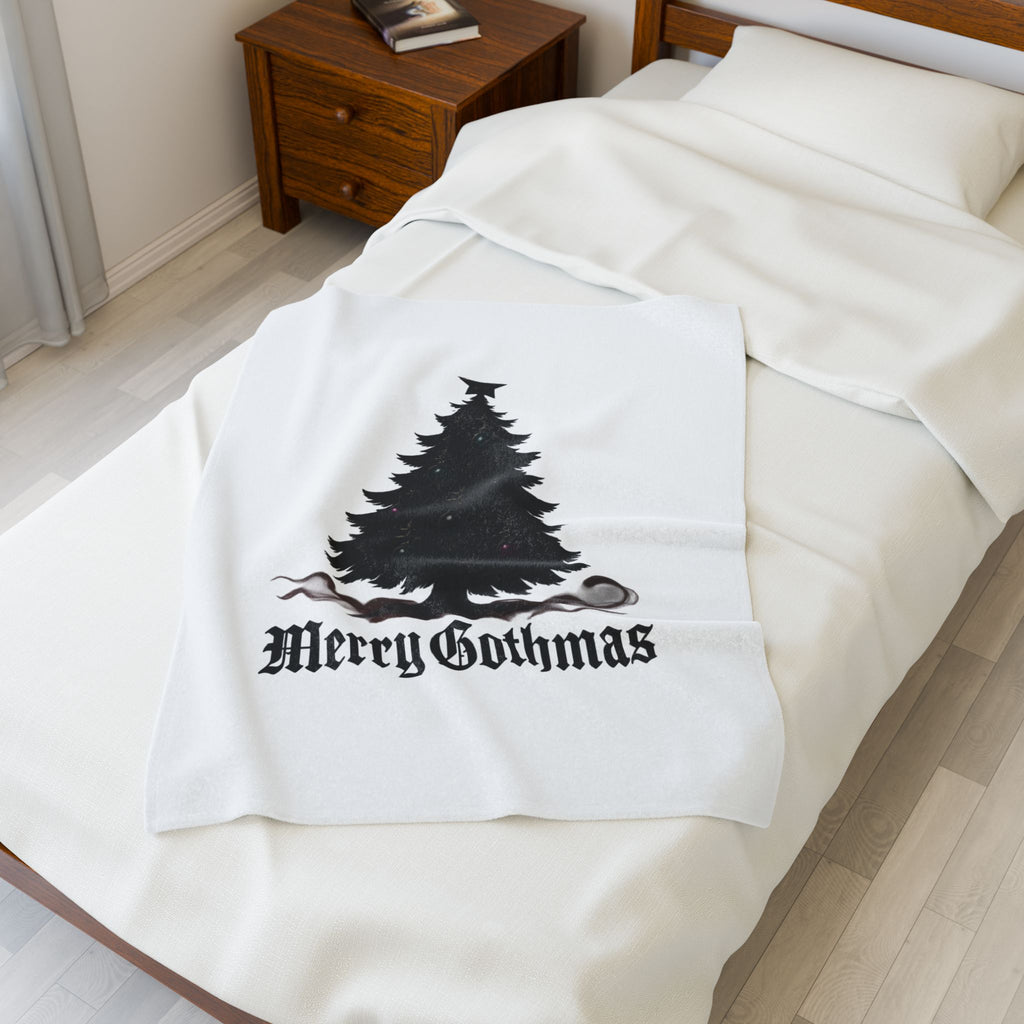 Velveteen Plush Blanket — 'Merry Gothmas' Gothic Christmas Tree Throw