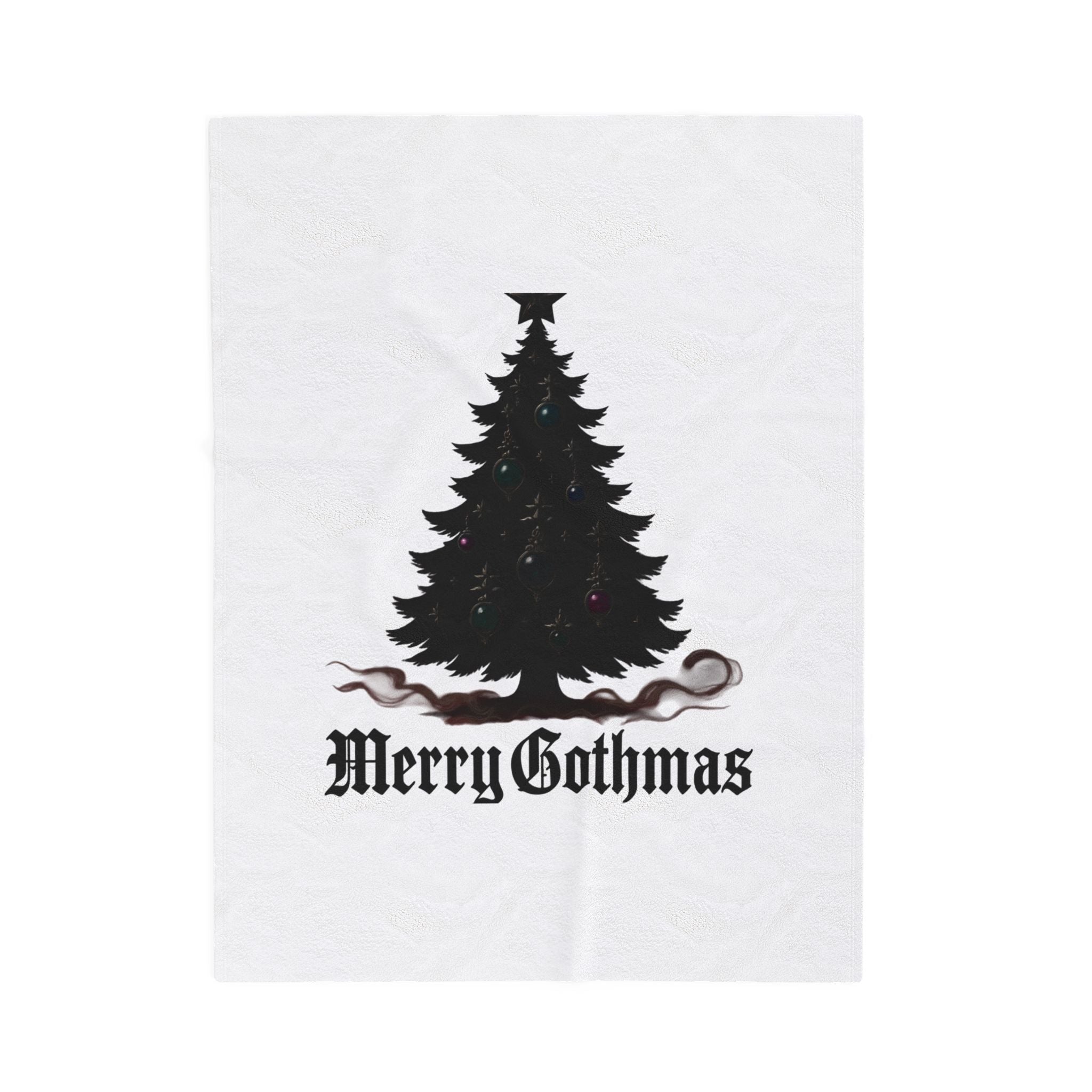 Velveteen Plush Blanket — 'Merry Gothmas' Gothic Christmas Tree Throw