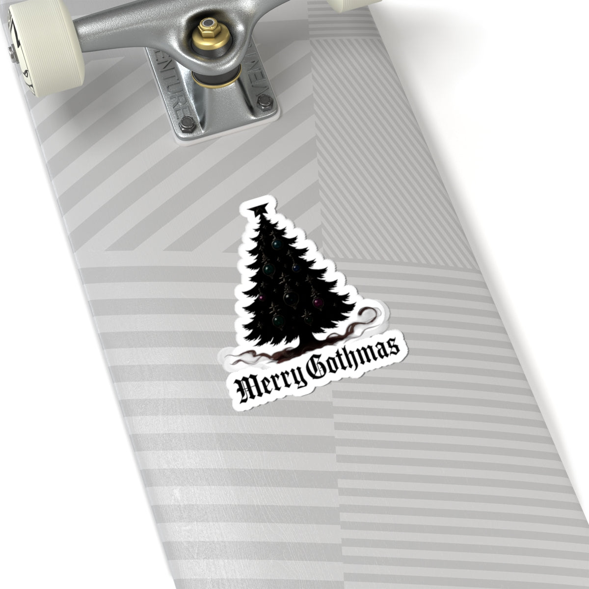 Merry Gothmas Kiss-Cut Sticker — Gothic Black Christmas Tree Decal
